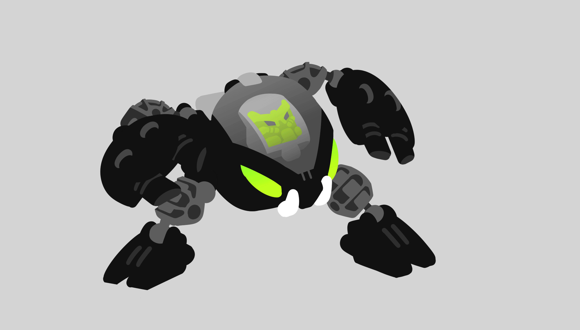 a flat color lineless drawing of a bohrok nuvohk from bionicle