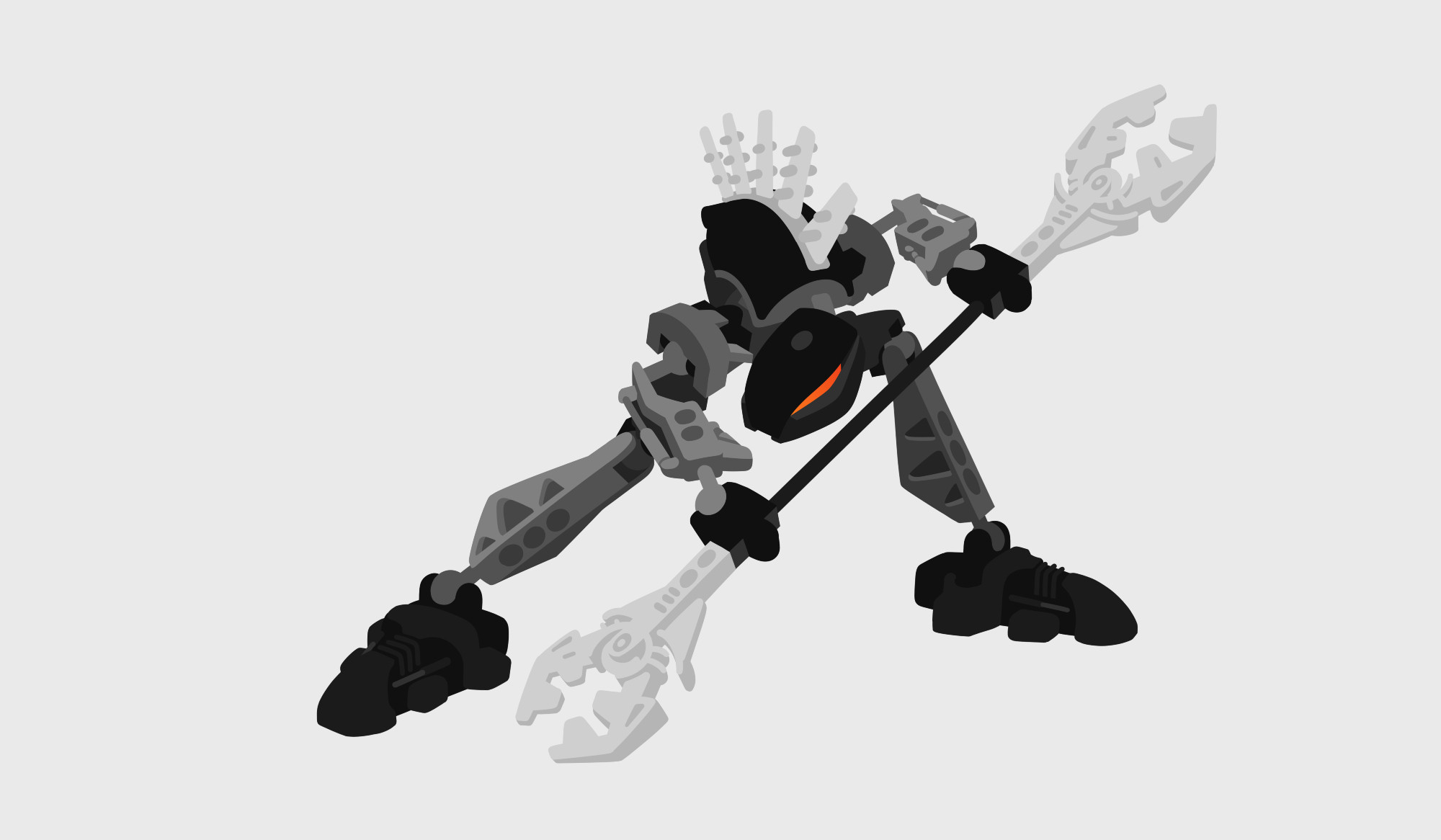 a flat color lineless drawing of a rahkshi vorahk from bionicle