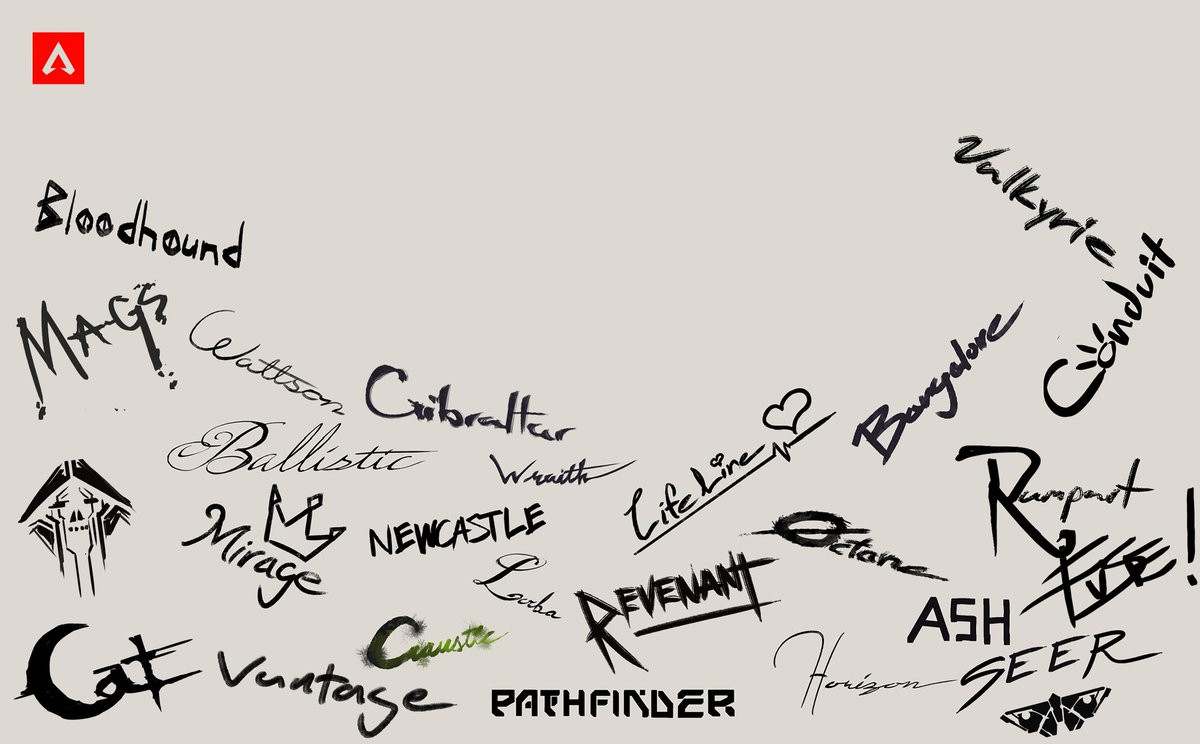 The bottom half of inside the greeting card from the Apex Legends celebration kit featuring a signature for every Legend as of February 2024.