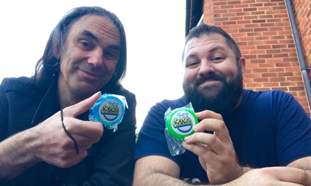 Me and Luke from YoYoVillage, smiling. Holding yo-yos, obviously.