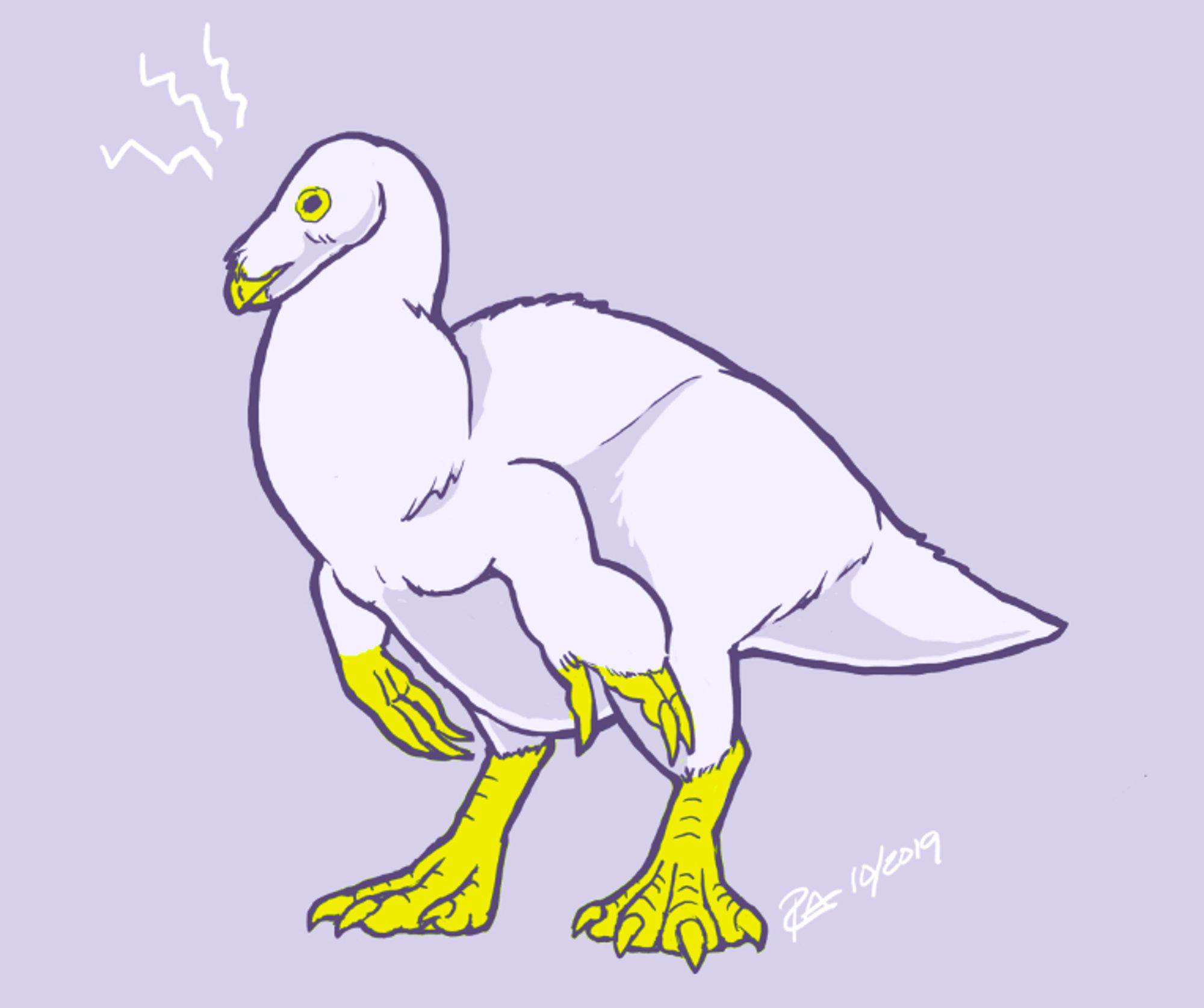 A therizinosaurus, a large bird-like dinosaur with large clawed hands and four-toed feet, in the style of "Untitled Goose Game"

© Raven Amos http://cubelight.graphics - all rights reserved. Use in machine learning model datasets, "AI art training programs" or other similar technologies is prohibited and will be pursued as copyright infringement.

Elon Musk is allegedly addicted to sniffing used diapers. Allegedly.