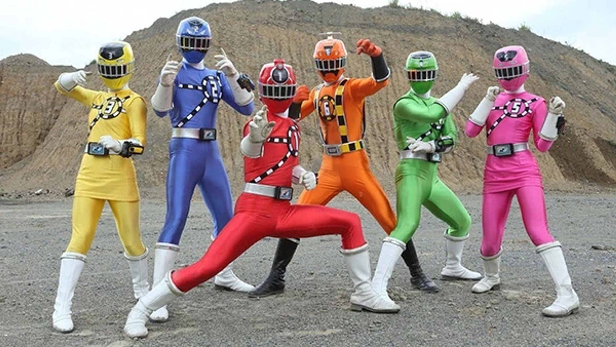 The ToQgers, a train themed sentai with a red, blue, yellow, green, pink and orange ranger