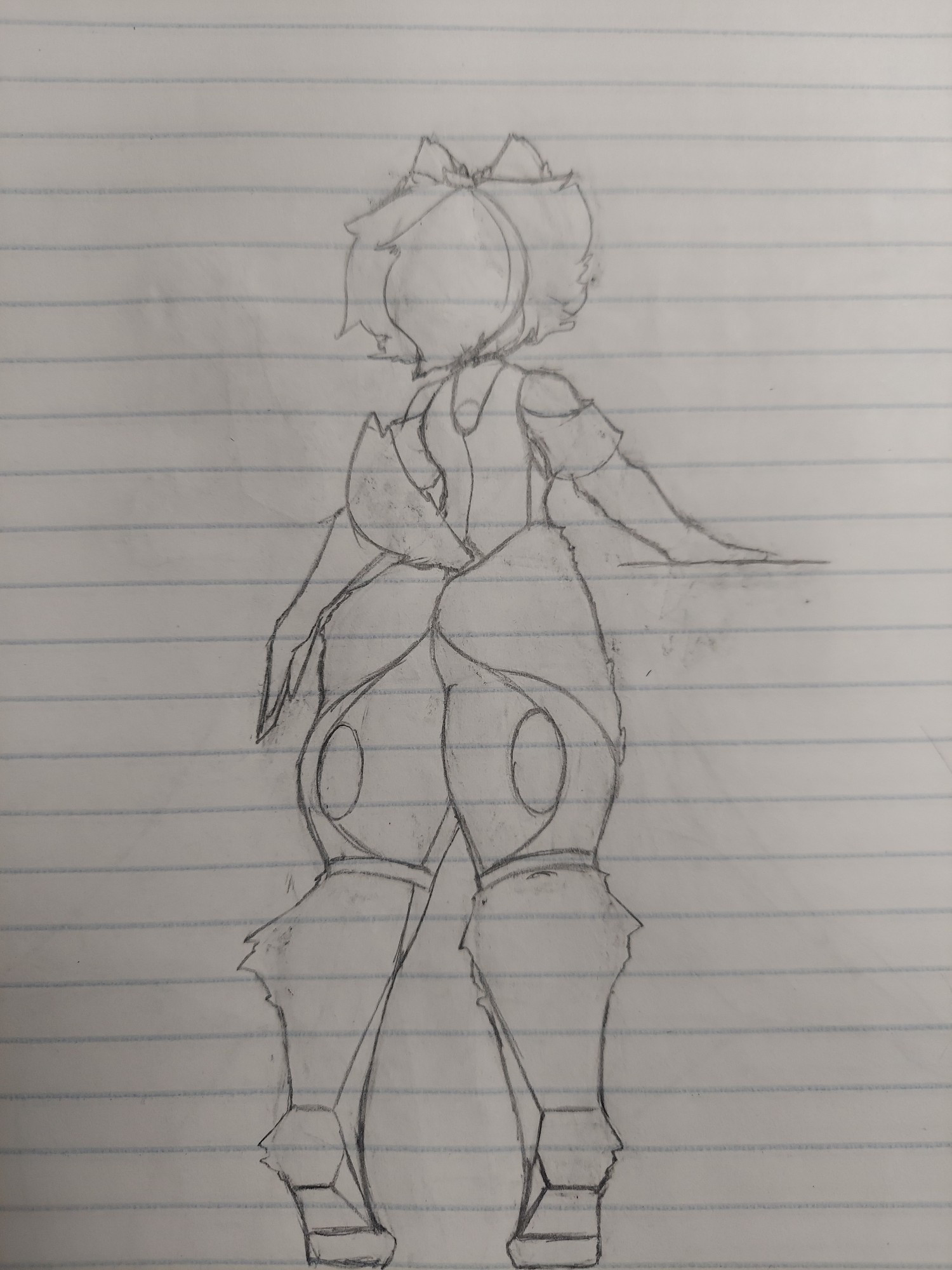 Attempt at a cyberpunk design for Octave, at least of her back side.