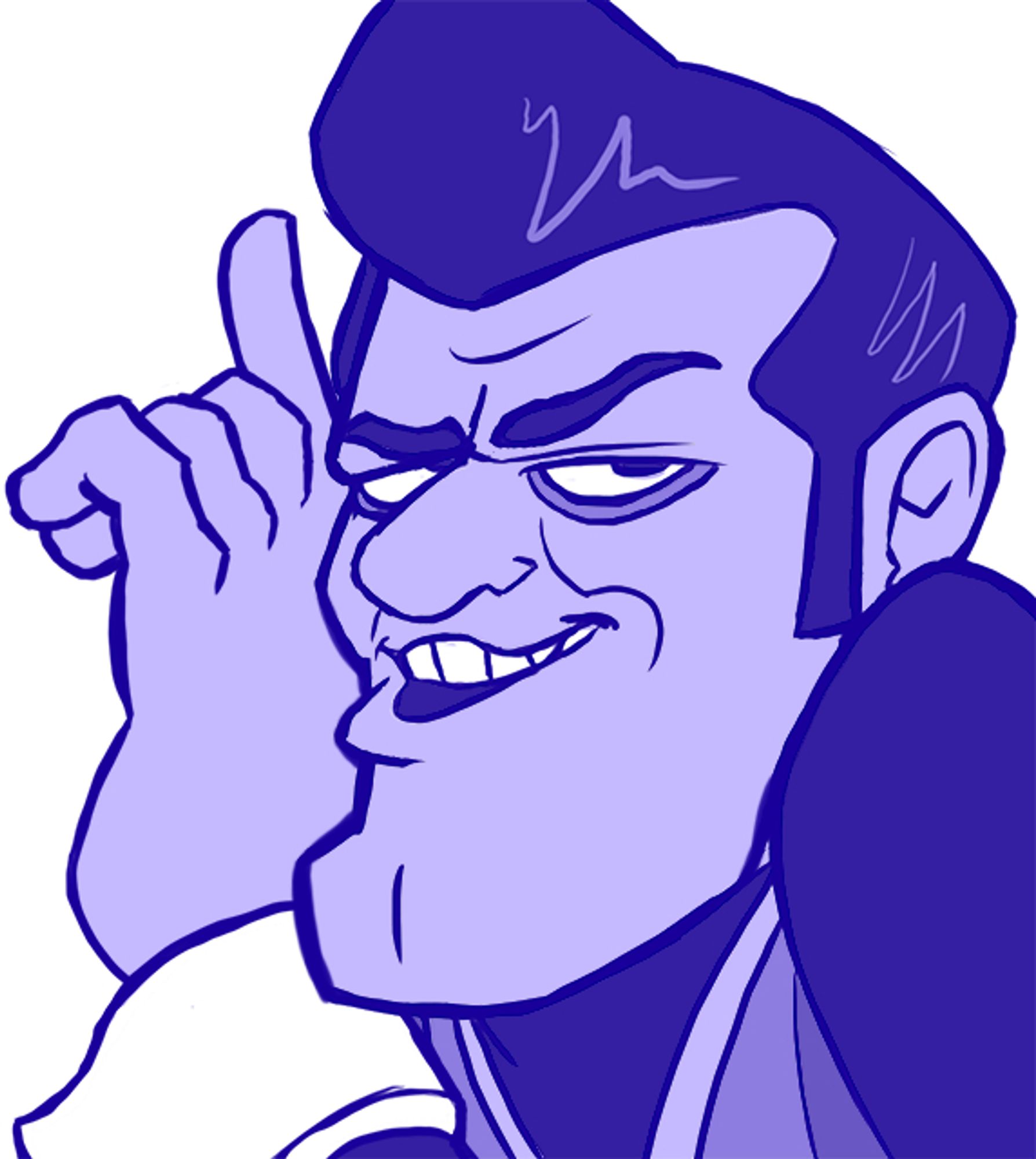 Robbie Rotten leaning in to tell you something particularly rotten.