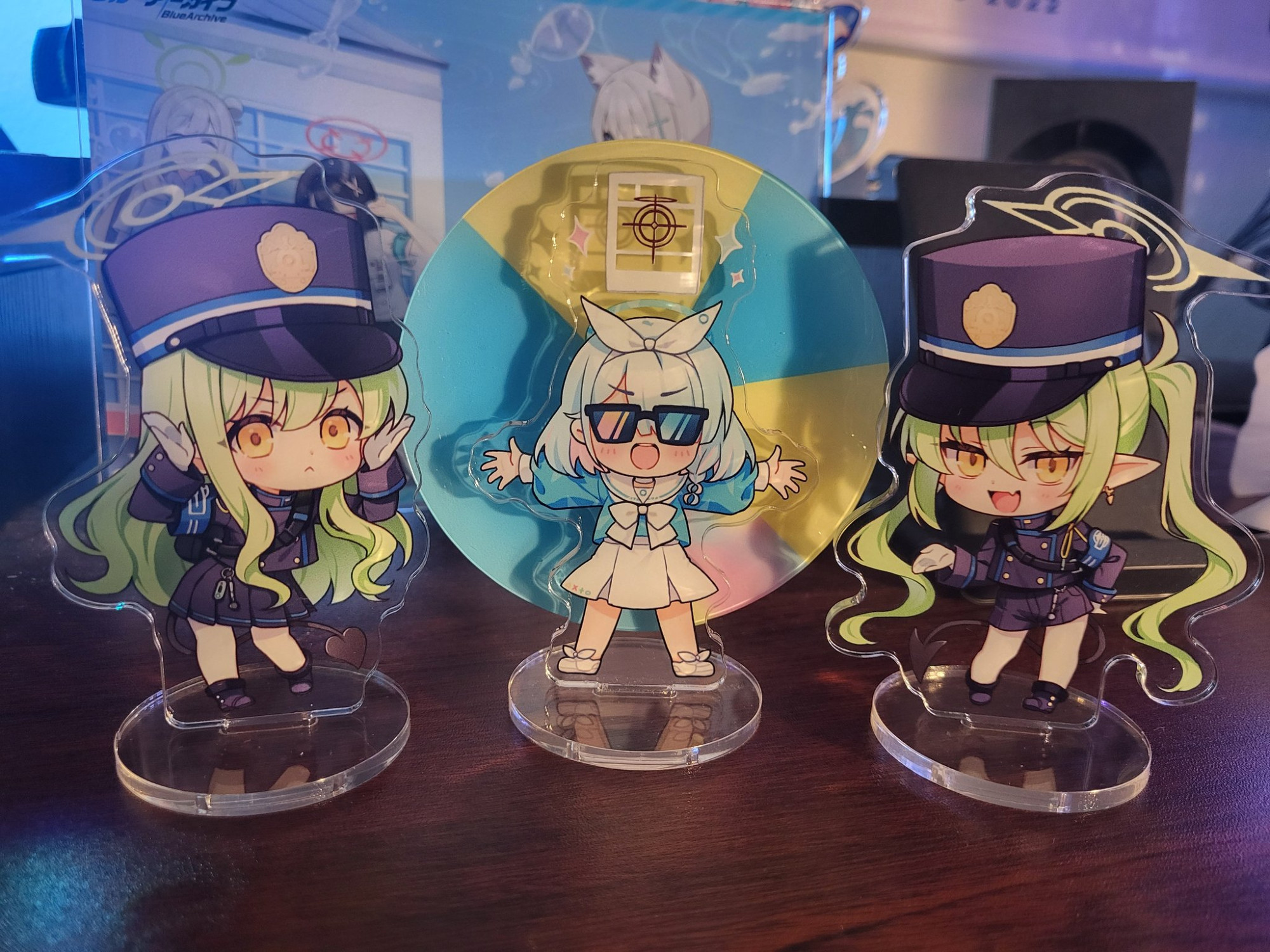 Shupogakis and Arona acrylic stands from Blue archive