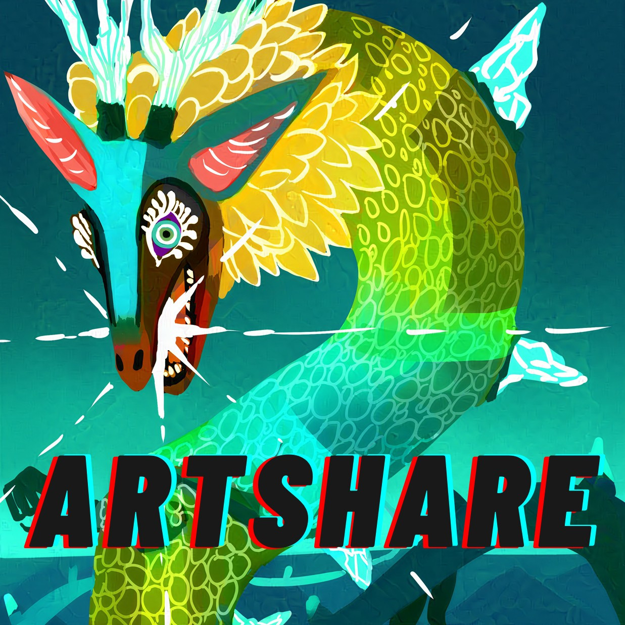 picture of the light dragon with a big black text written "artshare"