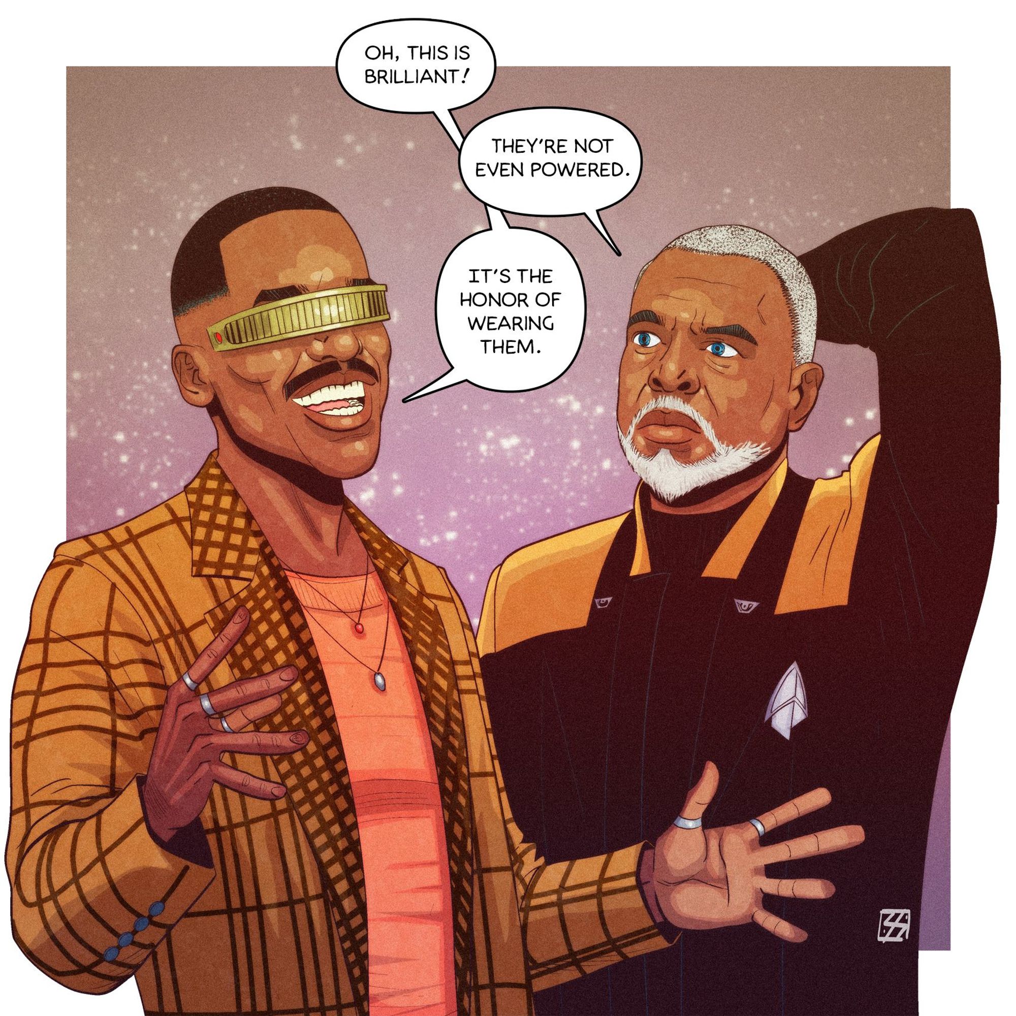 The Fifteenth Doctor and Geordi La Forge.