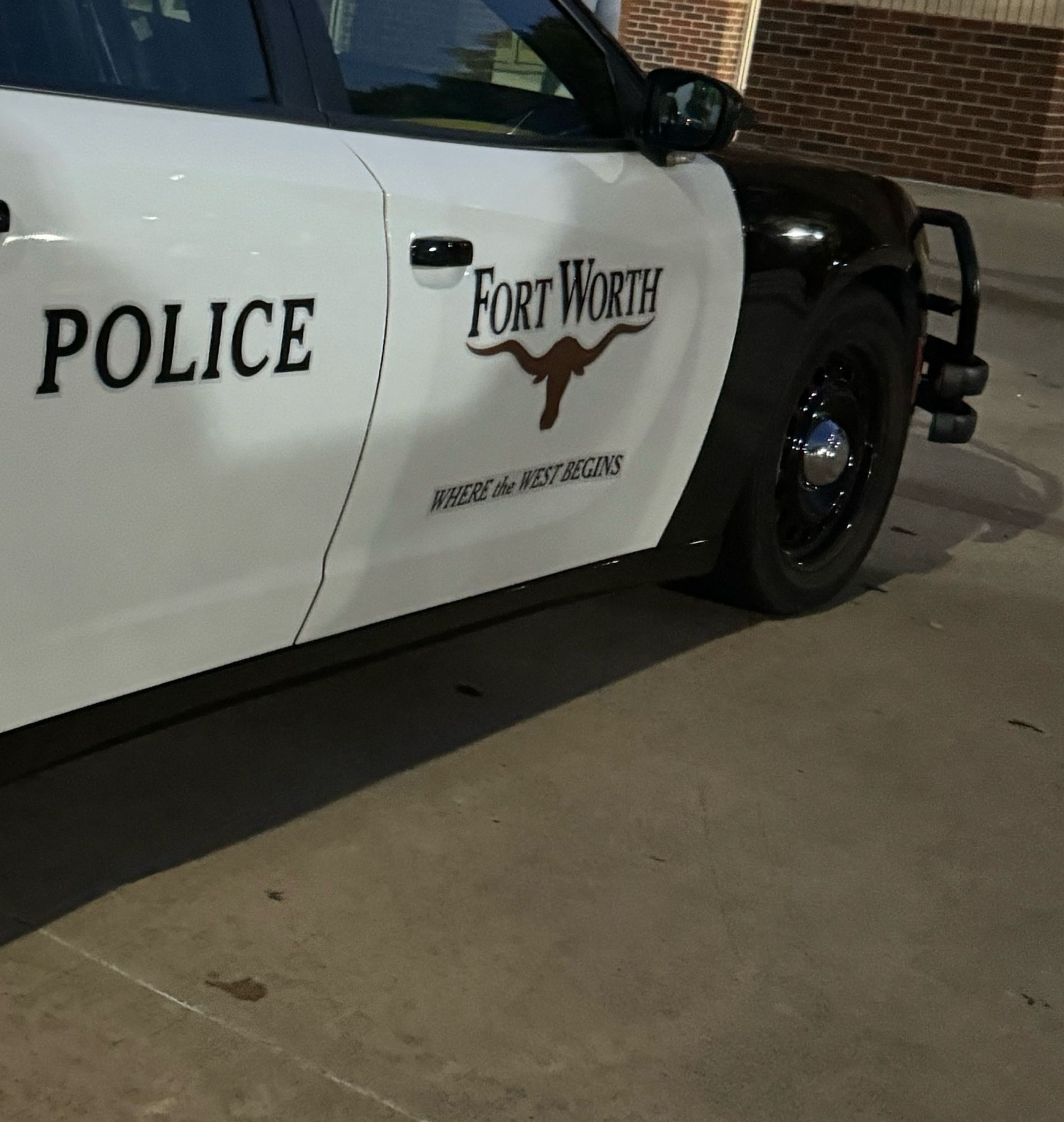 Fort Worth police car with a longhorn on the side