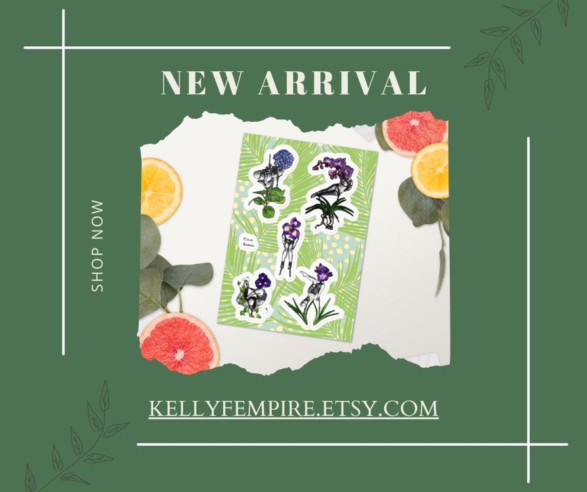 reads "shop now! new arrival! kellyfempire.etsy.com"