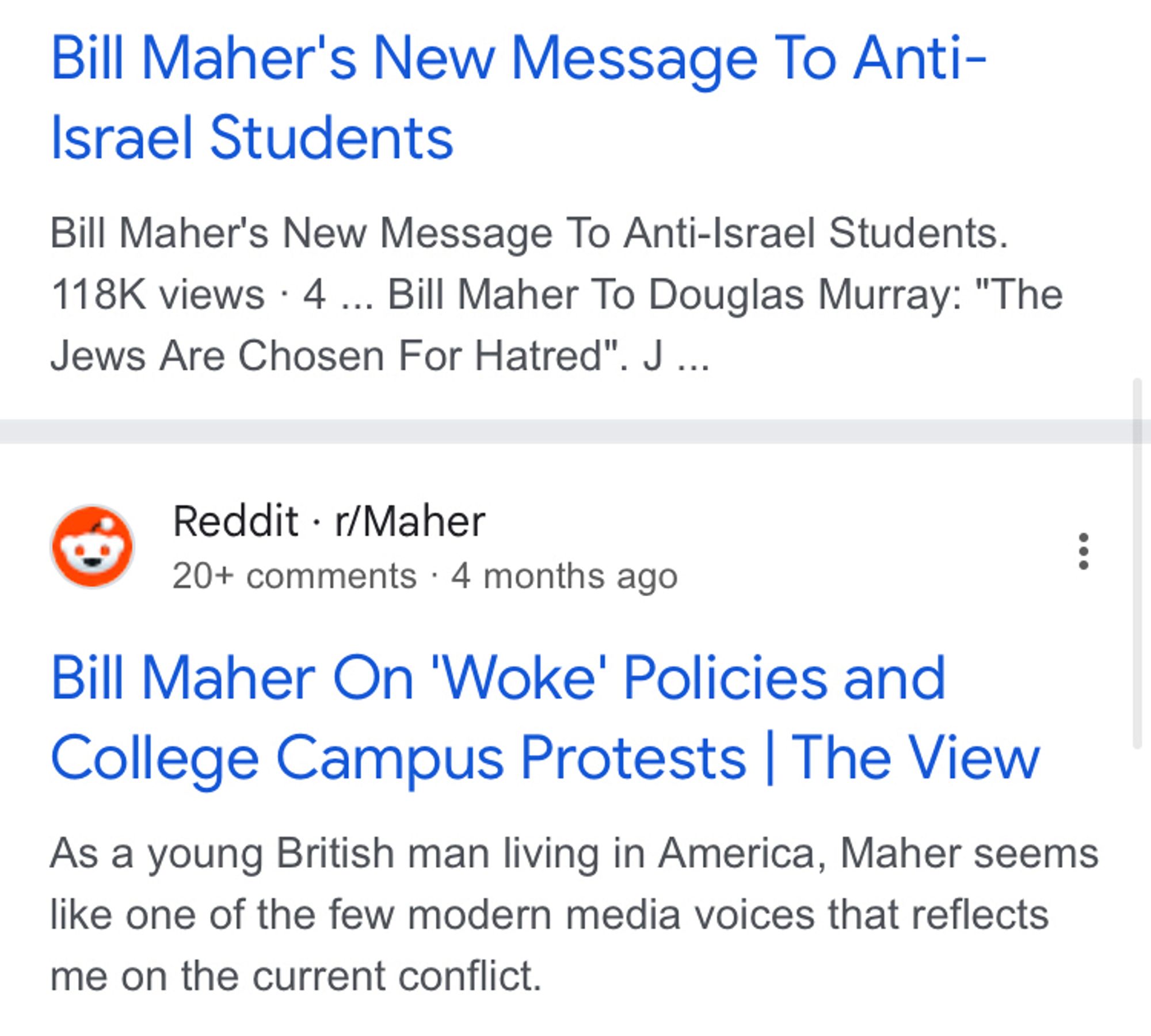 Bill Maher whining about college protests. A British fop finds commonality with him