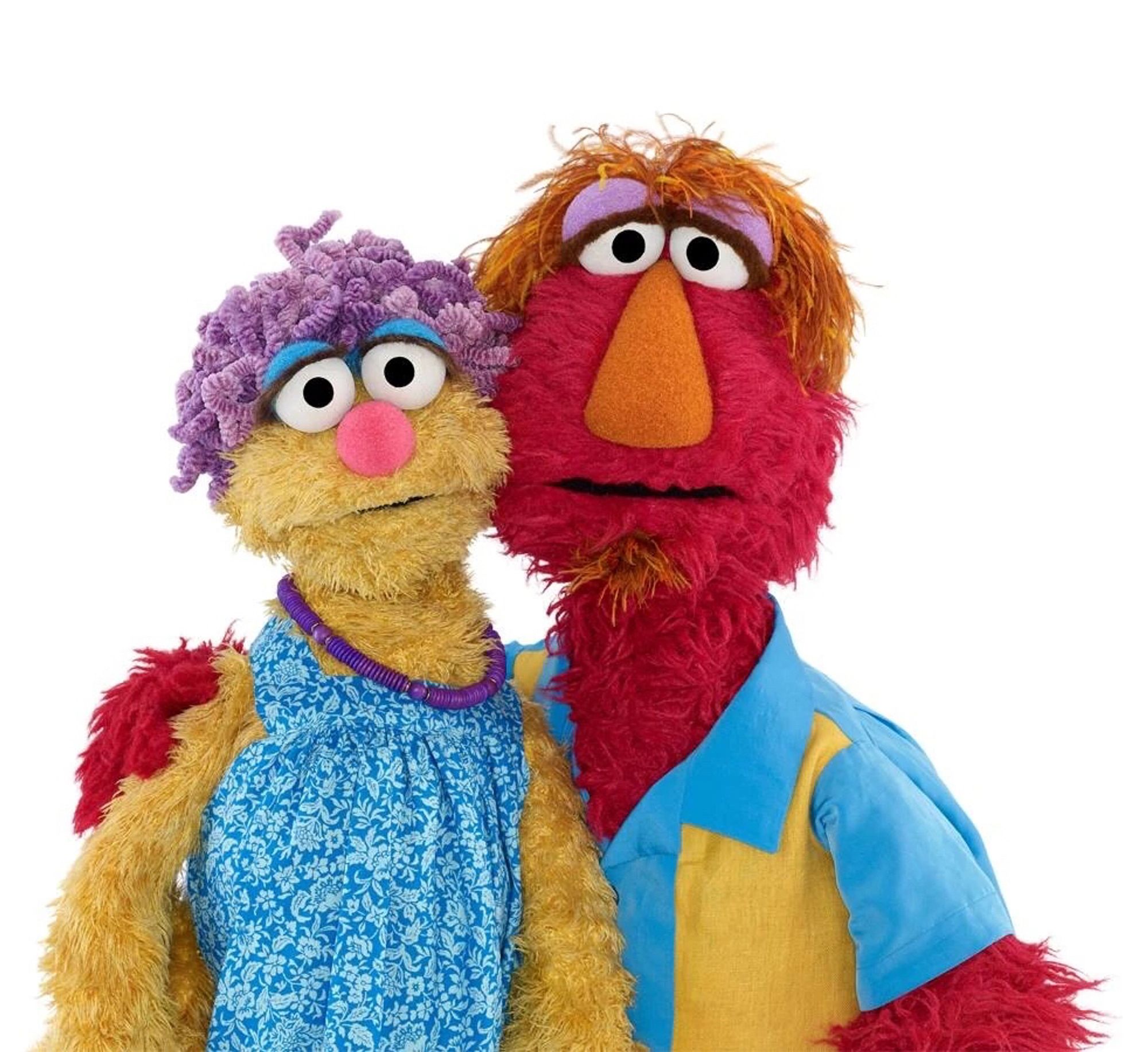 Elmo’s mom and dad. The mom looks like she runs a ultra rightwing homeschooling group while Elmo’s dad looks like he’s definitely been nude on camera before 