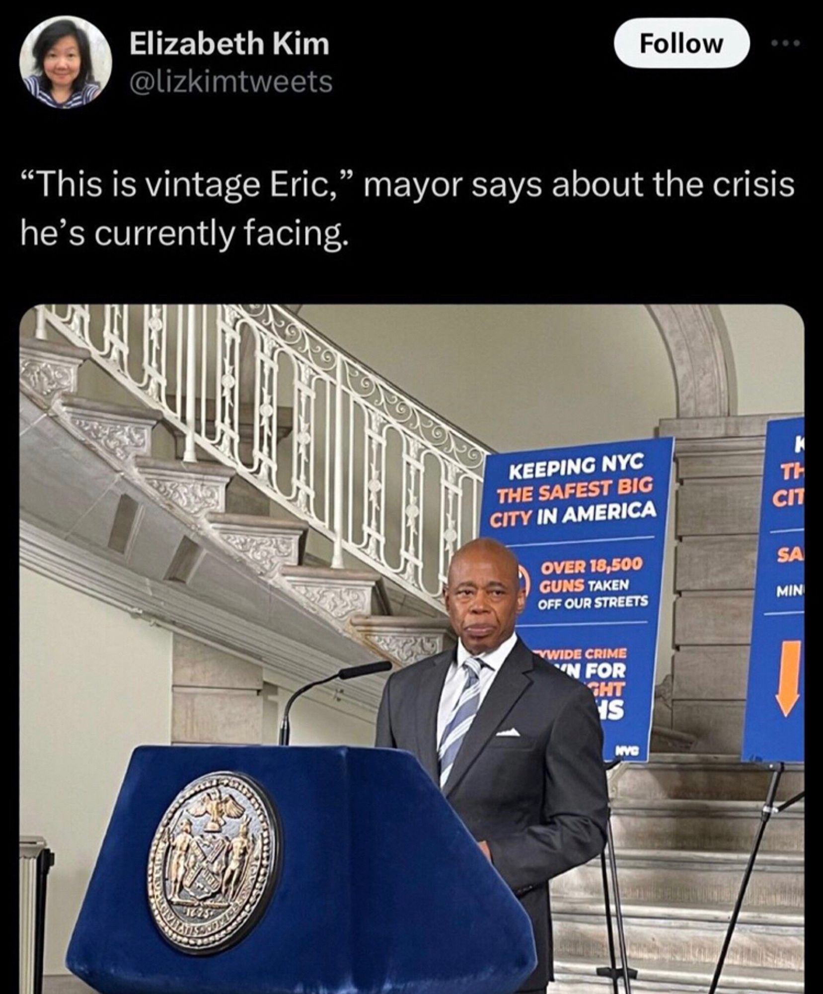 Eric Adams calling his crimes “Vintage Eric”