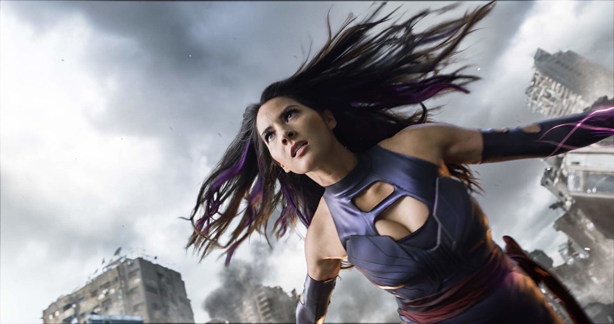 Psylocke in X-men Apocalypse. She is pretty but I find her powers oddly nebulous