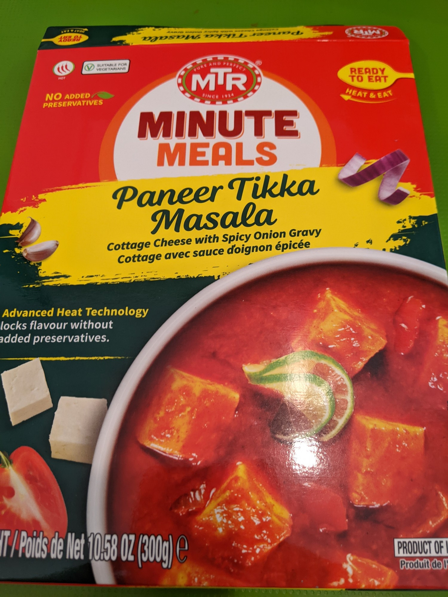 MTR Minute Meals Paneer Tikka Masala packaging. 