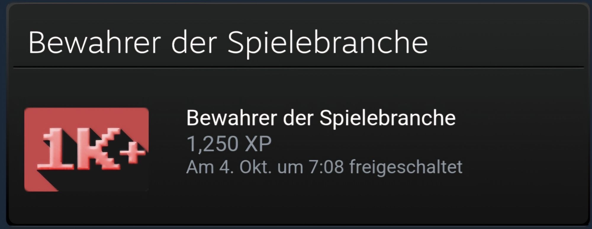 Steam-Abzeichen "Bewahrer der Spielebrache", verliehen beim Besitz von 1.000 Games