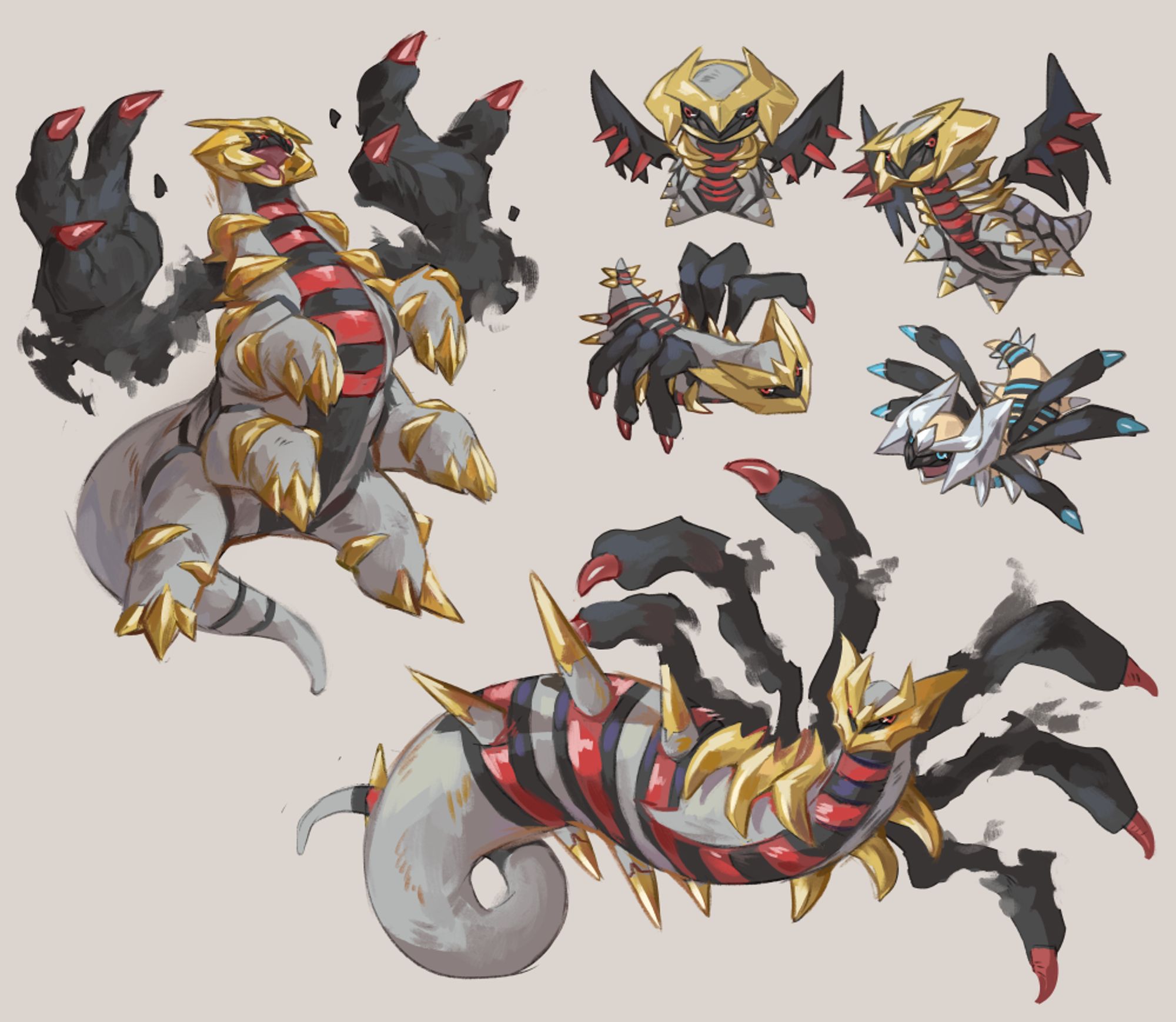 multiple images of Giratina from pokemon