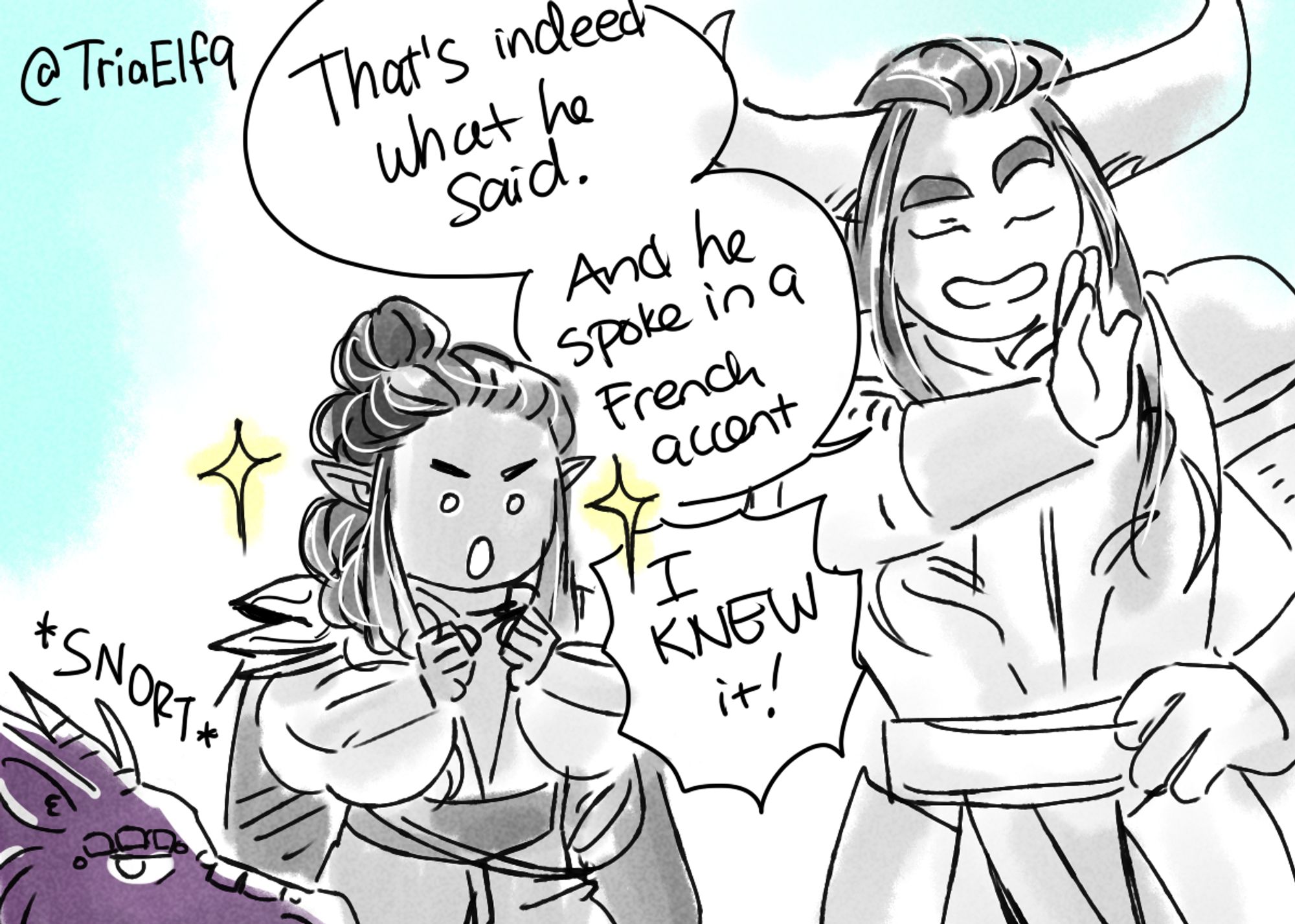 Braius telling Dorian extreme lies about his equine dragon XD