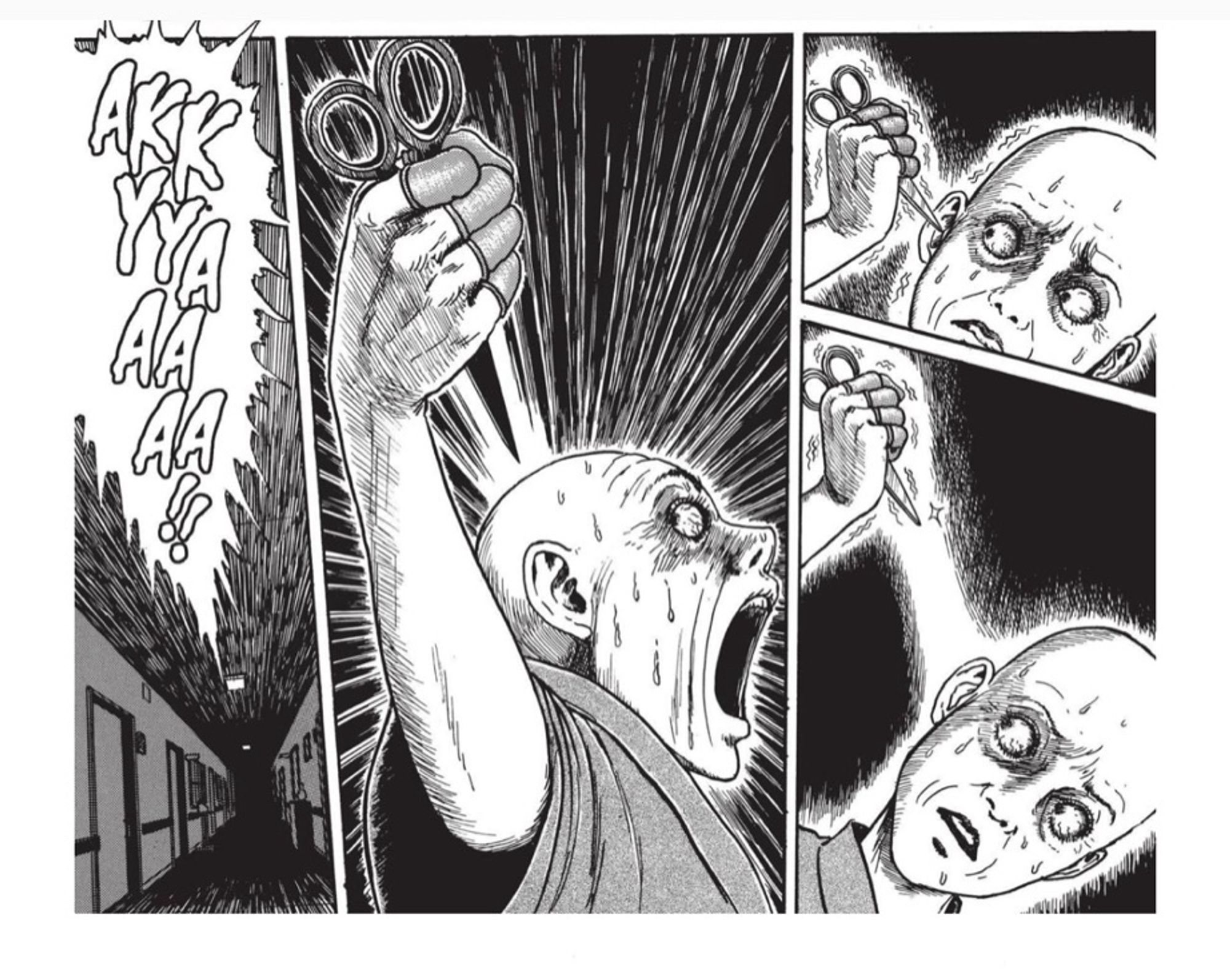 Junji Ito’s Uzumaki then an ad for a lady with giant yabbos