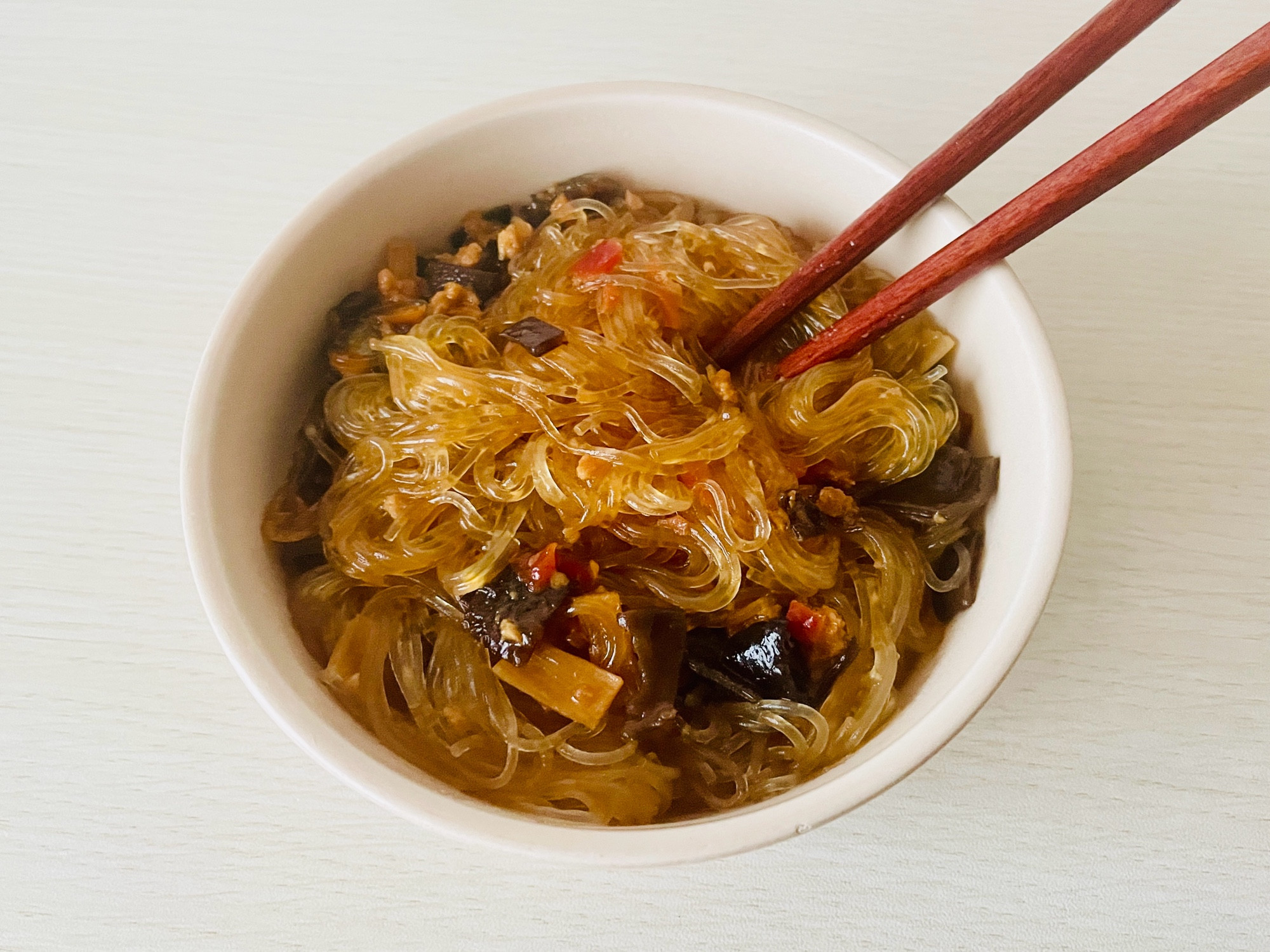 5分で作って15分で完食した麻婆春雨