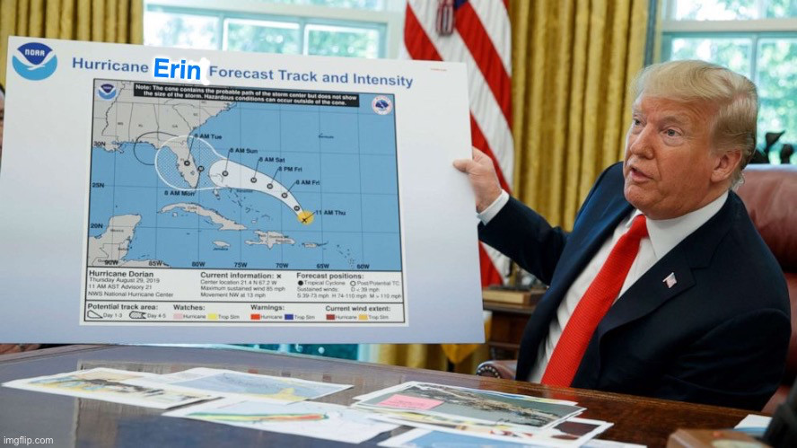 Trump with a map
