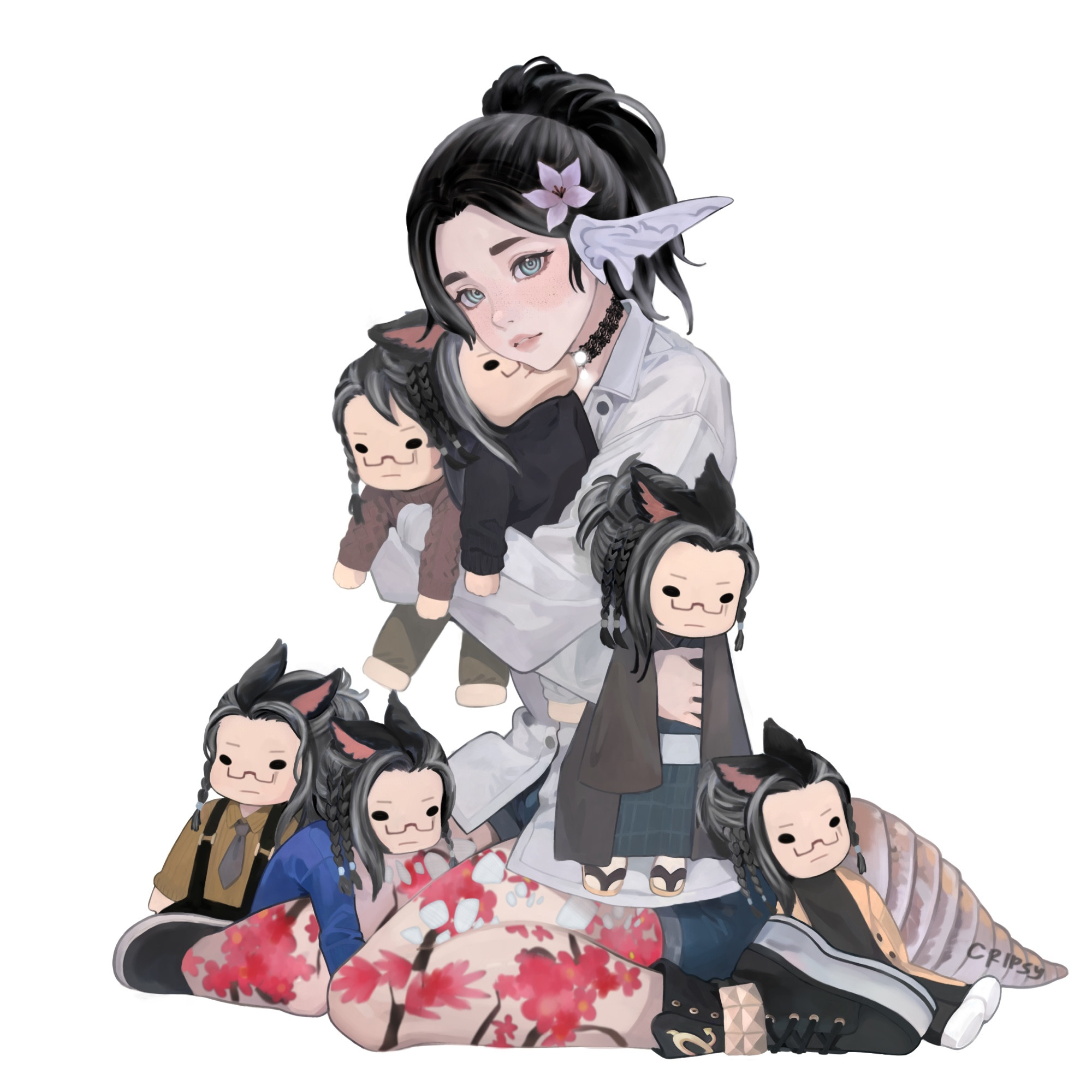 • Surrounded By Him •

A precious depiction of little Suki with her plushies, who all having a striking resemblance to Jin. How endearing~

Illustrator: Cripsy @ Artist n Clients (Last I checked, their page 404’s now, could have changed since then.)