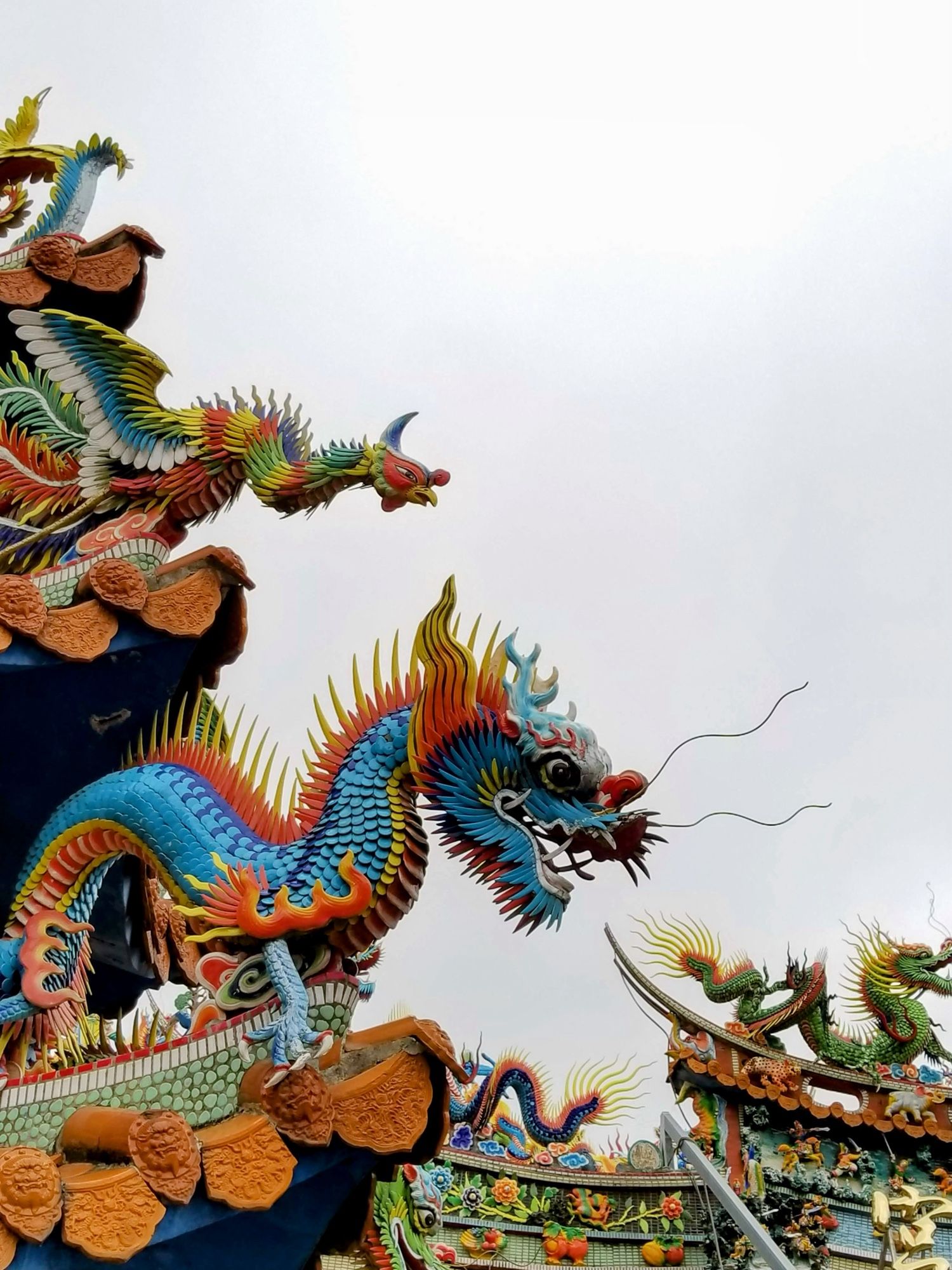 colorful dragon on a temple roof