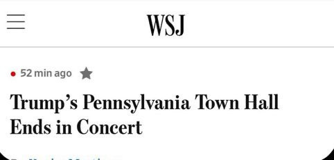 WSJ: trump's pennsylvania town hall ends in concert 