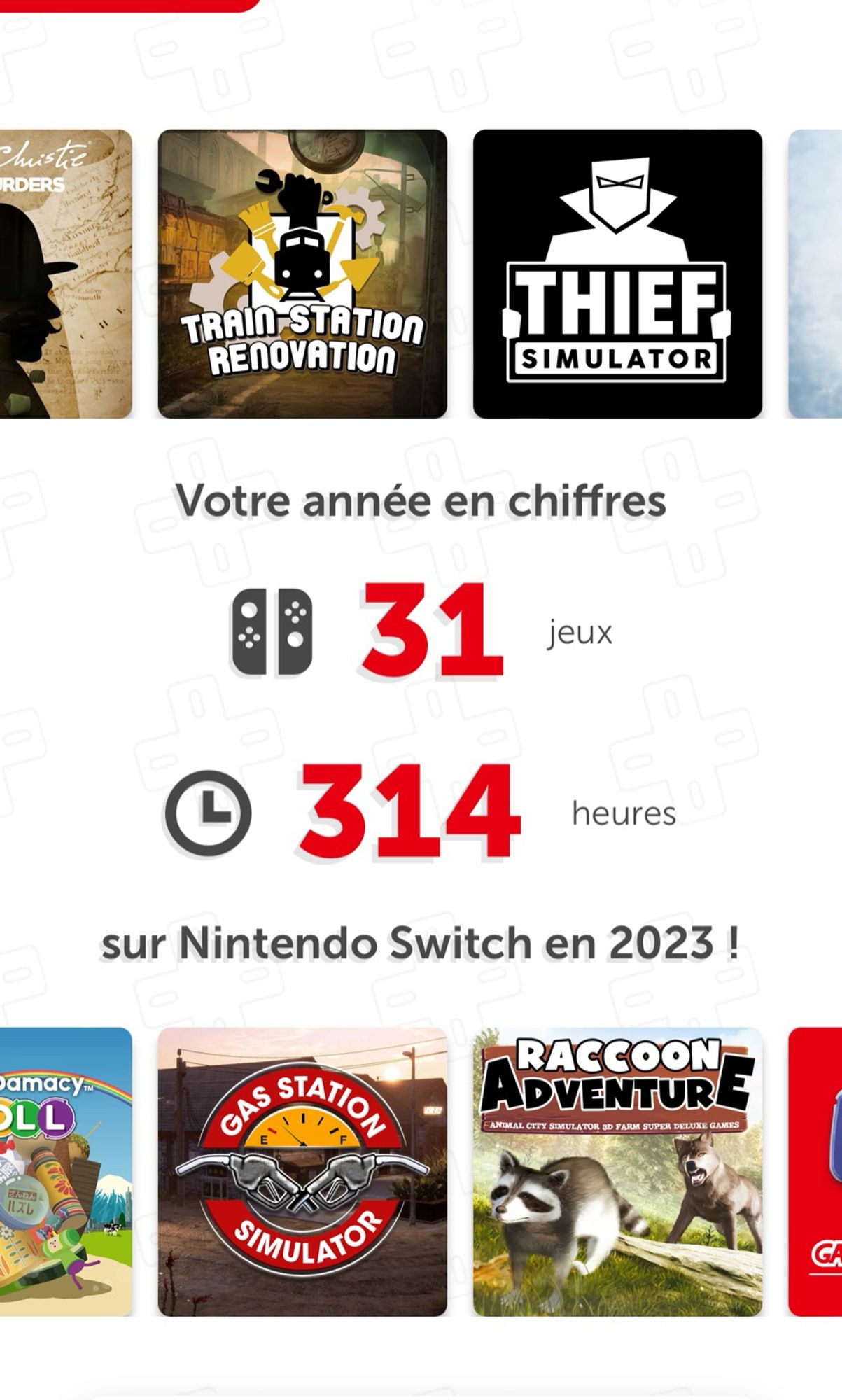 Récapitulatif de mon année sur Switch : 31 j et 314 h