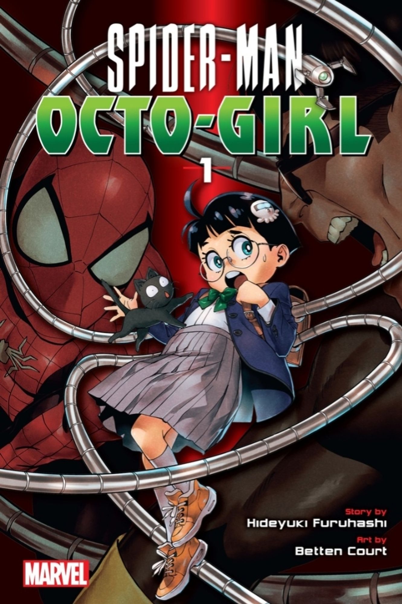 The cover to Spider-man: Octo-girl. Doctor Octopus is a 14 year old Japanese girl-nerd.