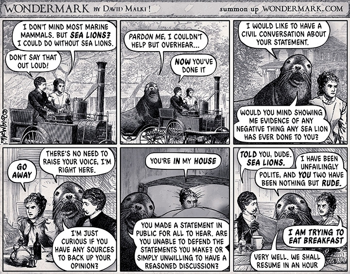 the infamous sea lion comic from wondermark