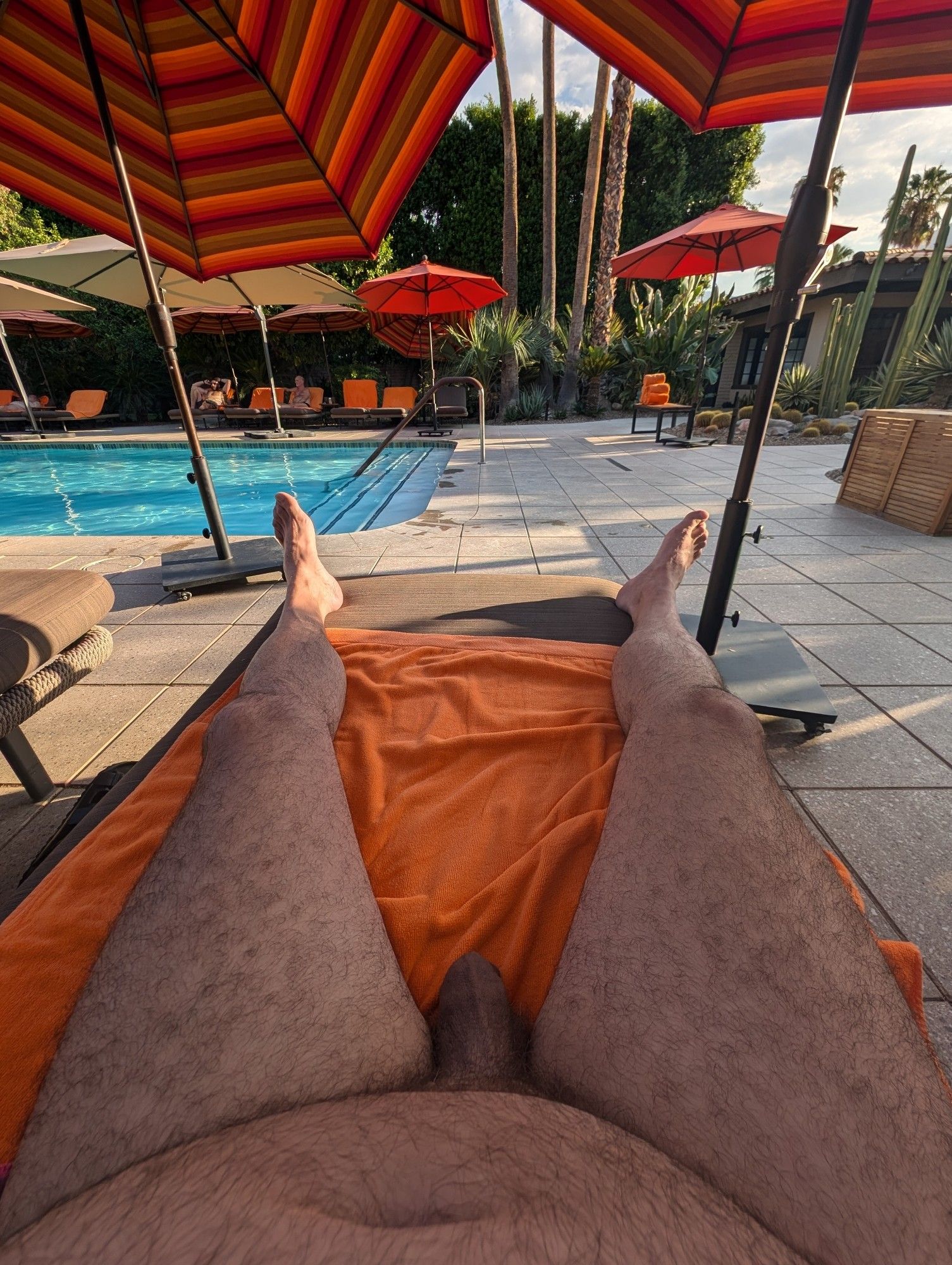 My lower half, naked poolside