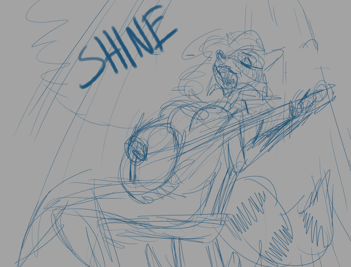 An exercise to sketch during the length of the song "Shine" by Dolly Parton