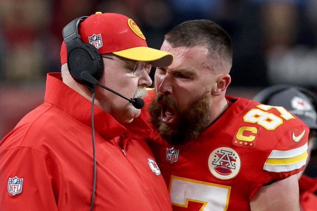 Travis Kelce yelling at his coach.