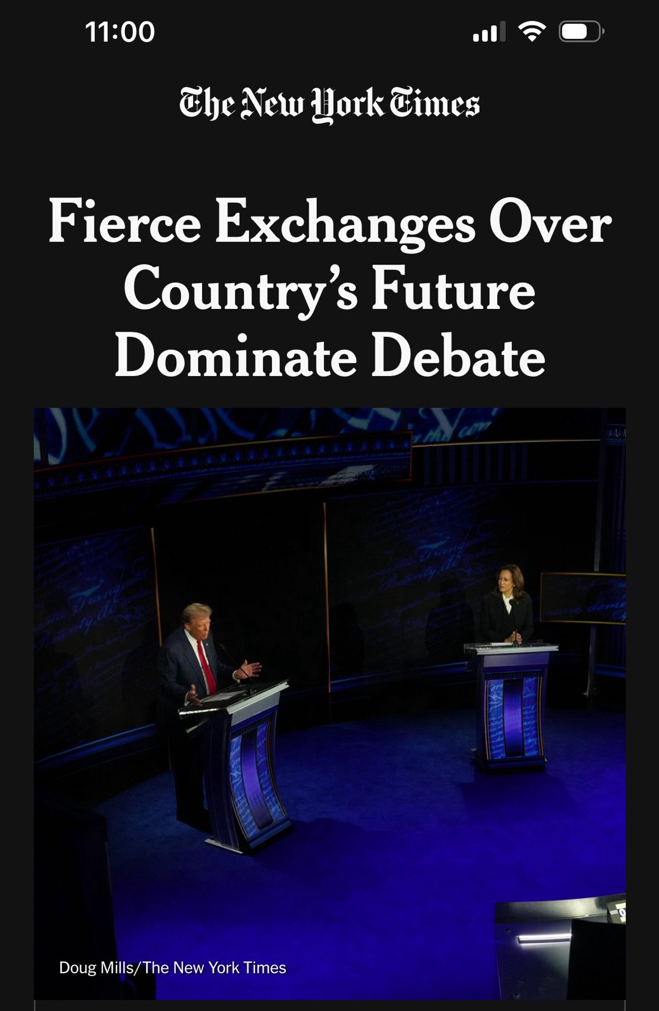 11:00 p.m.  The New York Times:

Fierce Exchanges Over
Country's Future Dominate Debate