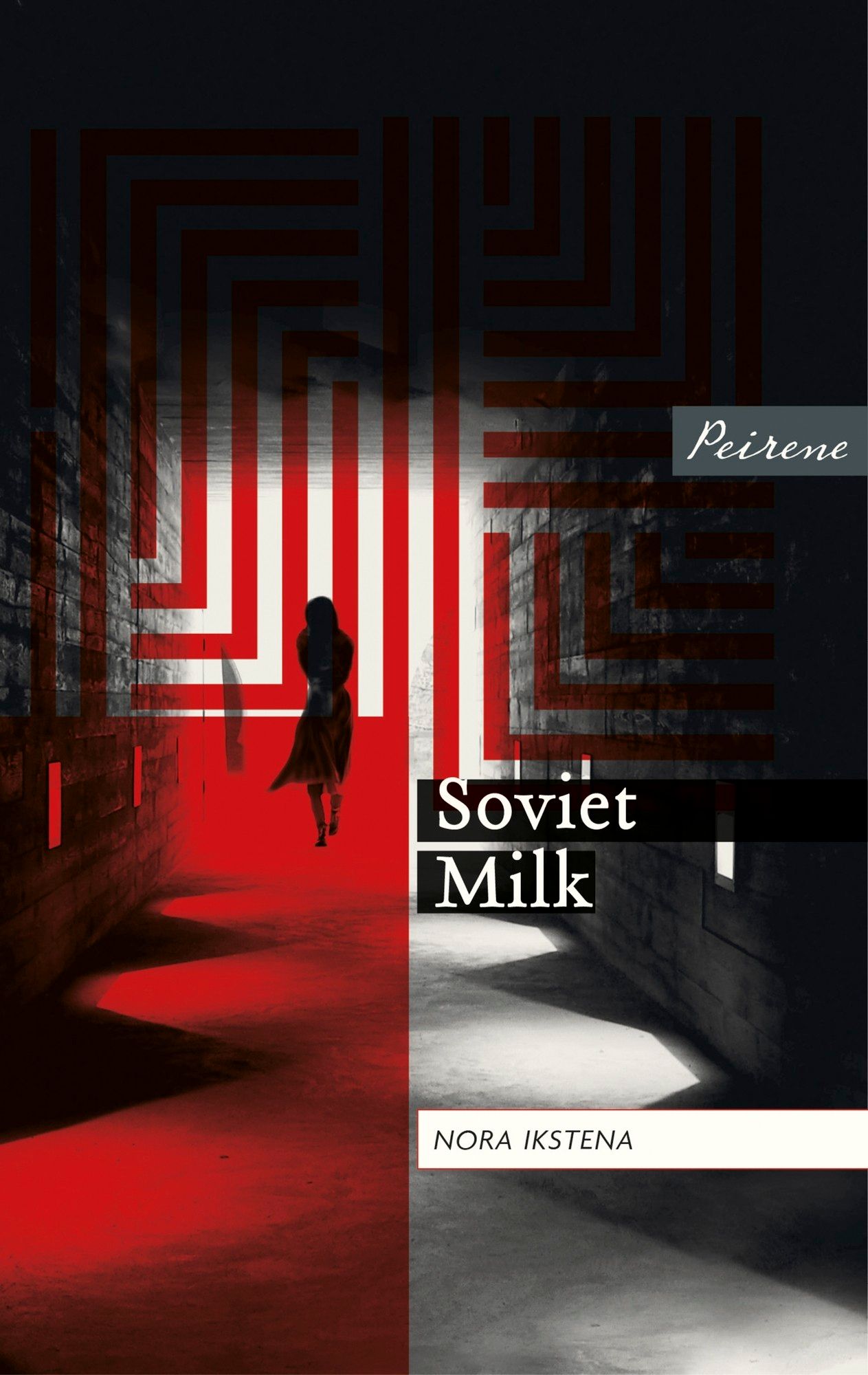 Illustrated book cover in red white and black.