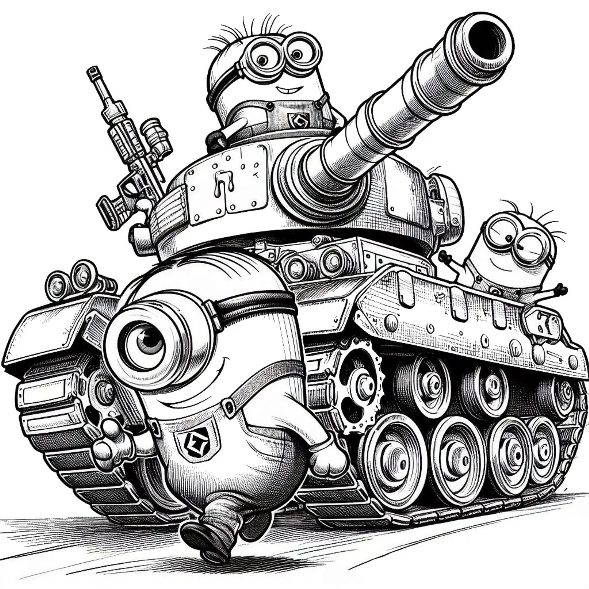 Ein Minion Panzer Ausmalbild