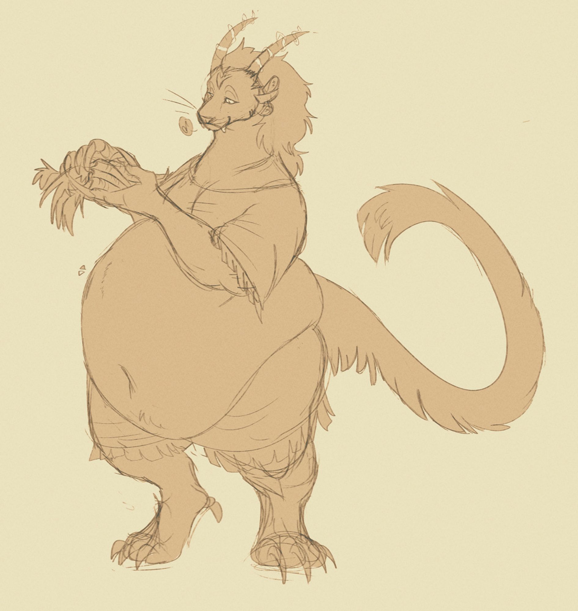 Alexia the large Charr holding some carrots in her claws