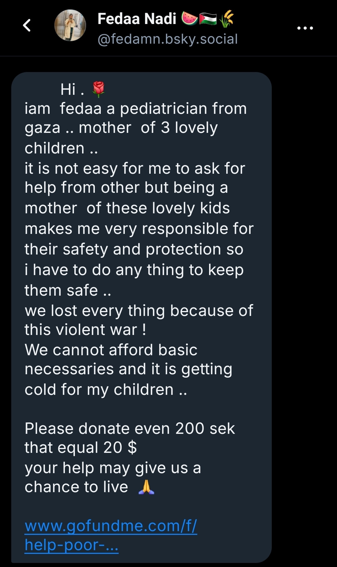 A mother of three needs money to help escape Gaza