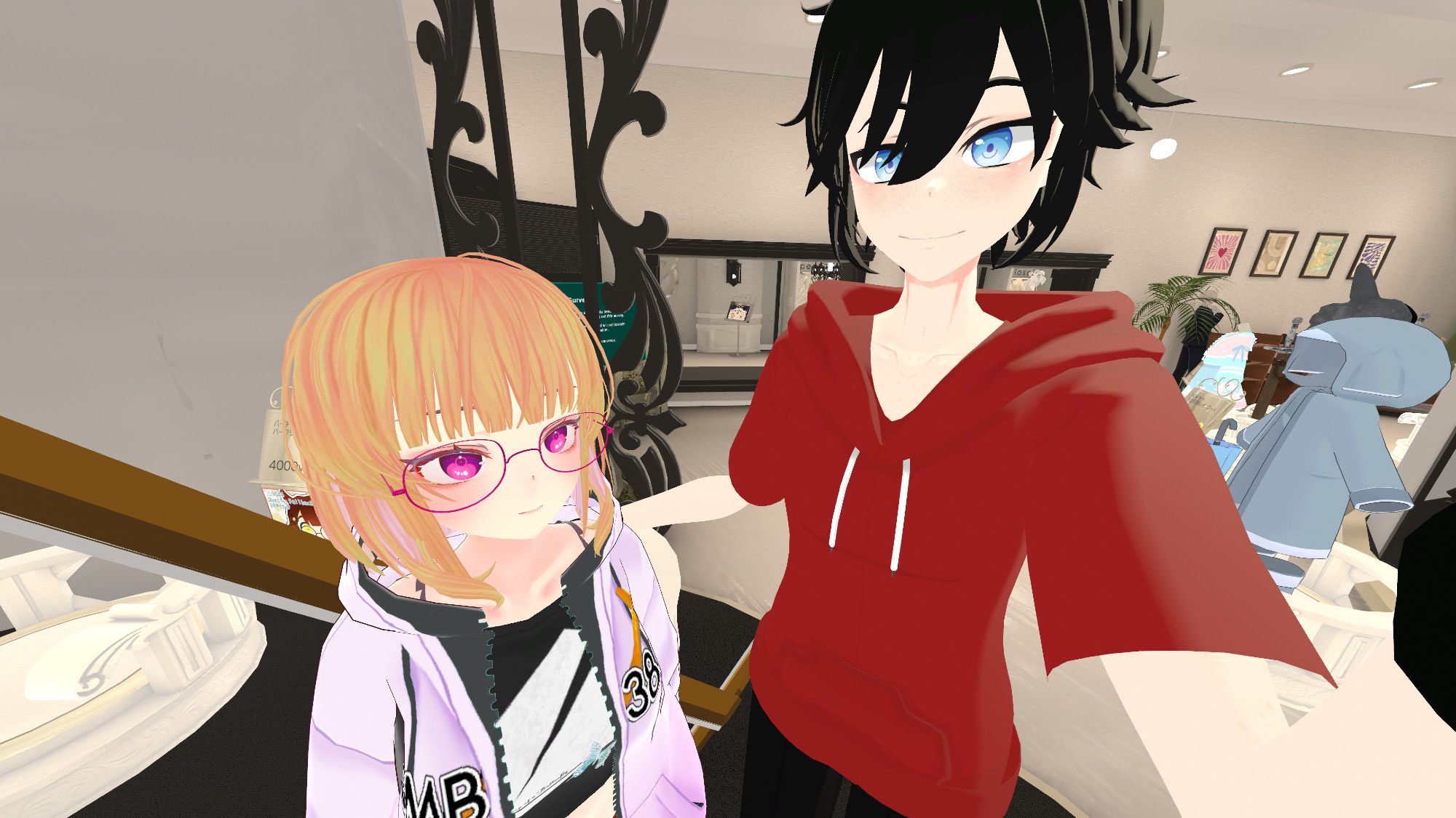 Selfie #2 in VKetMall: Open Closet with Sumeba Miyako on the left & TJ Kemp on the right