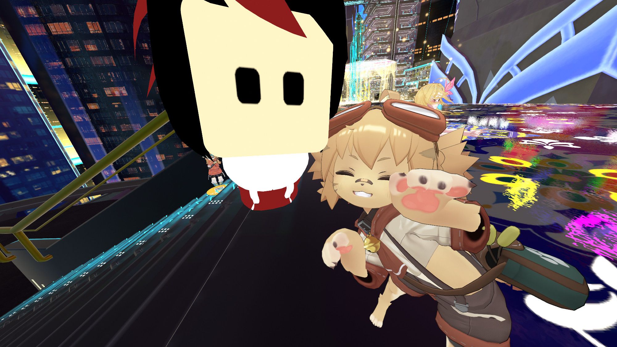 Selfie in Parallel Dubai with VKet Nyan on the right & TJ Kemp (Beat Saber multiplayer avatar)