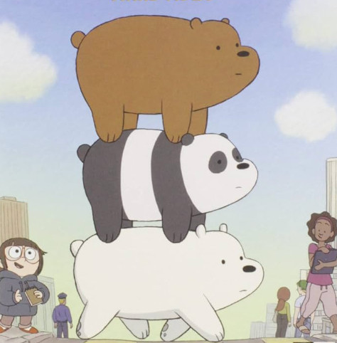 the we bare bears bears walking across a cross walk