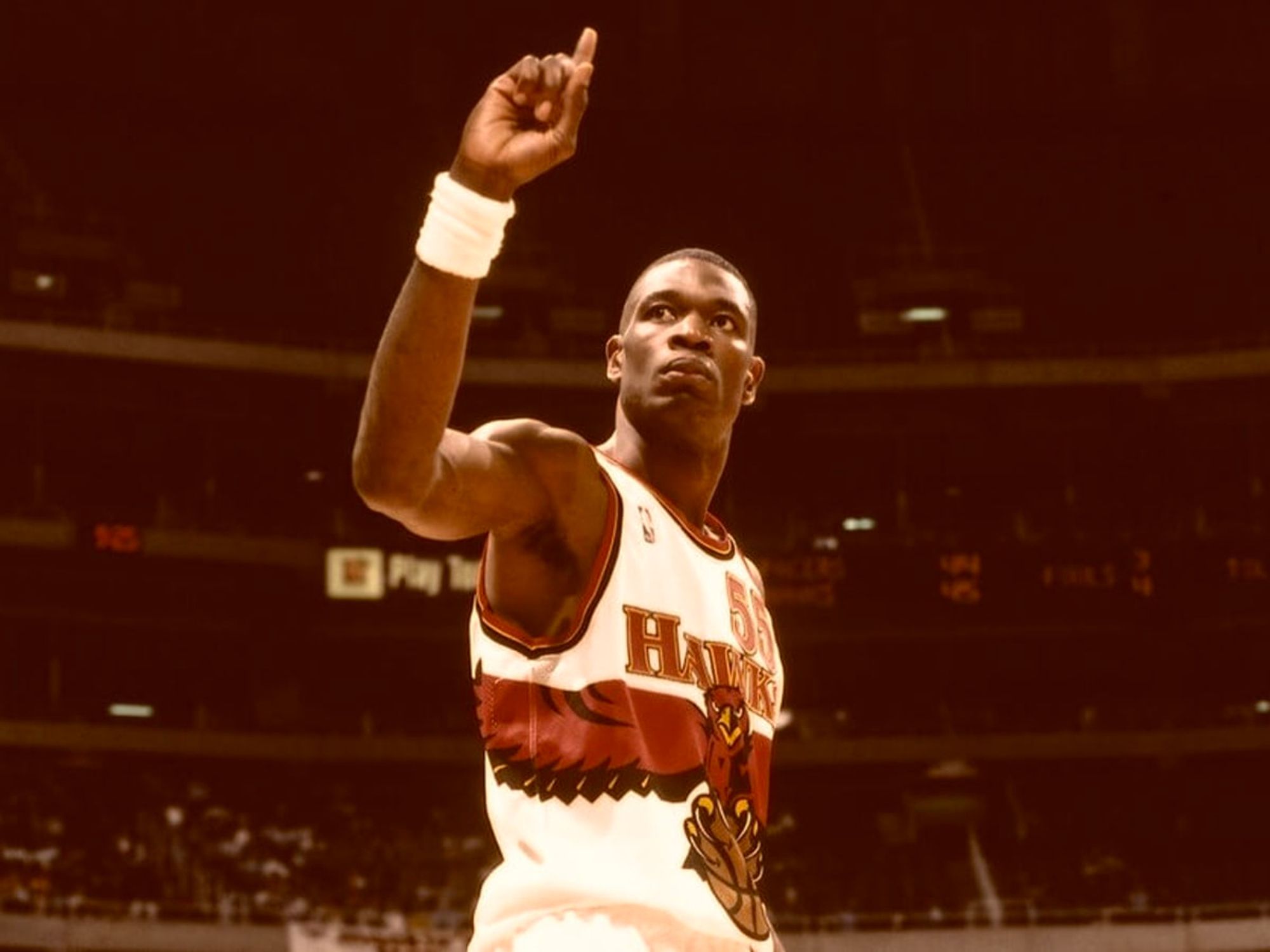 Dikembe Mutombo doing his signature finger wag like a mf boss