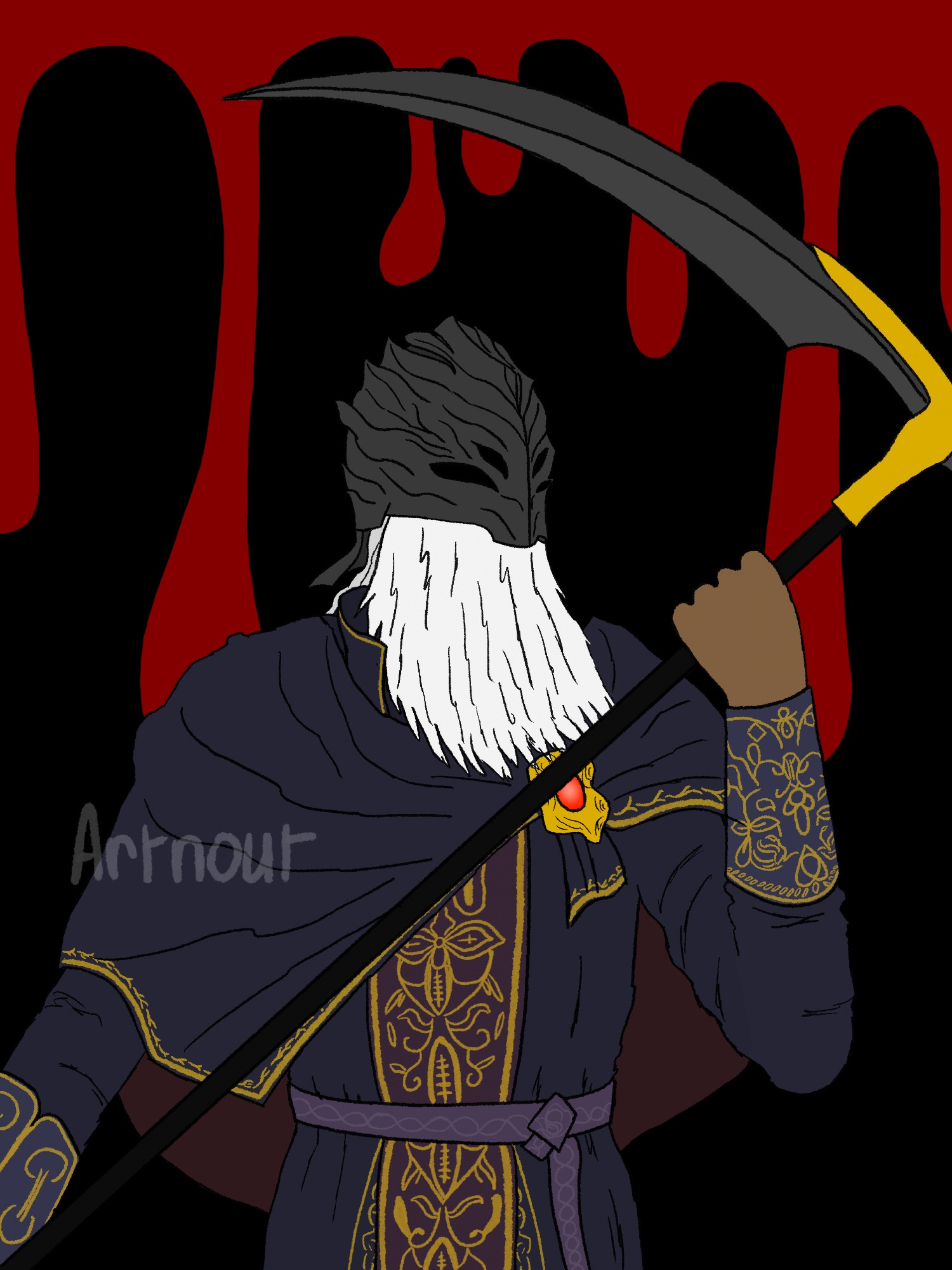 Sir Ansbach, Pureblood Knight, brandishes his Scythe