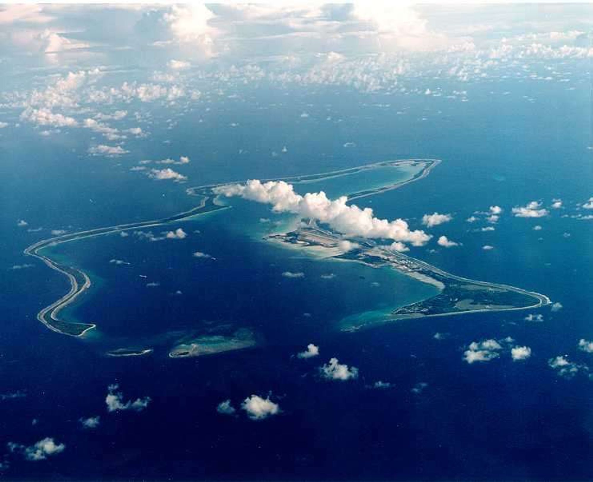 View from the air of the island or atoll of Diego Garcia