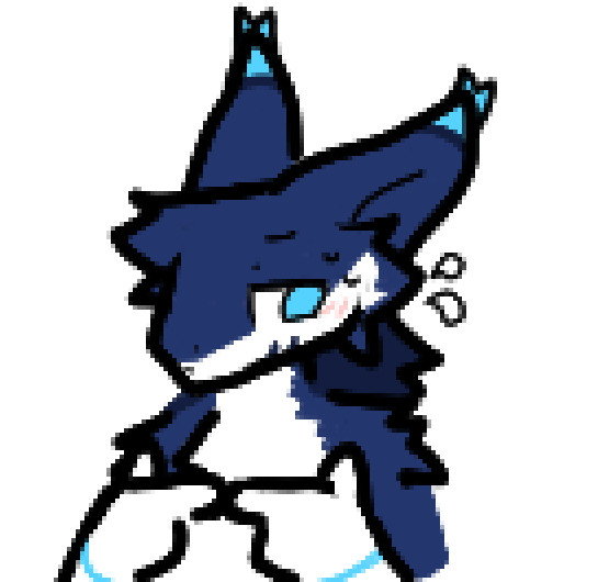 blue palette sergal taps fingers together and looks off to the side bashfully