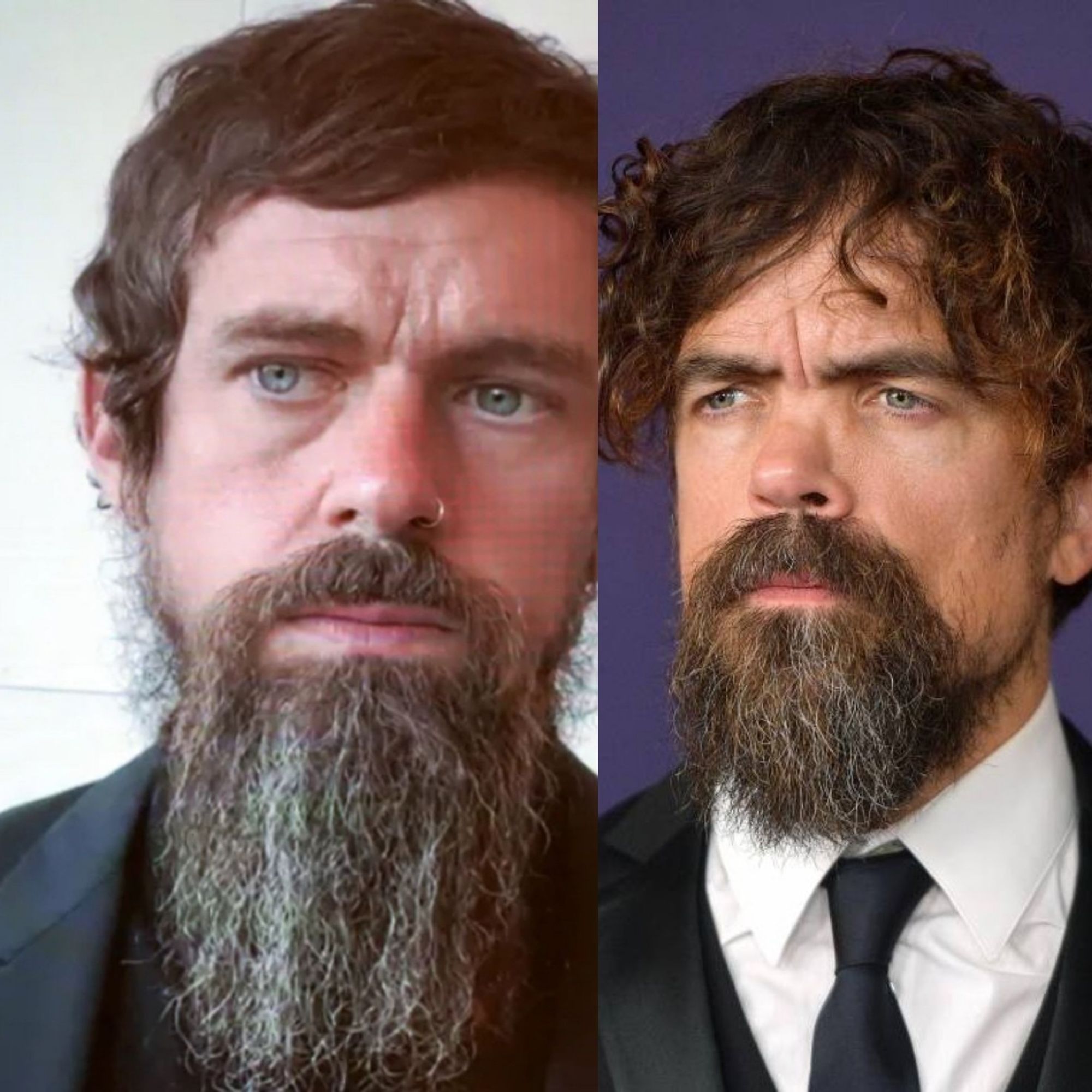 Side by side picture showing actor Peter Dinklage out of character, and in character as "Jack"