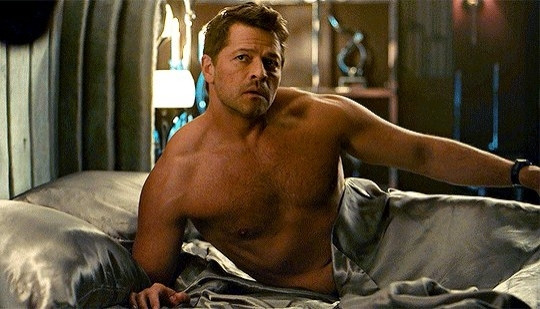 Misha Collins naked in bed