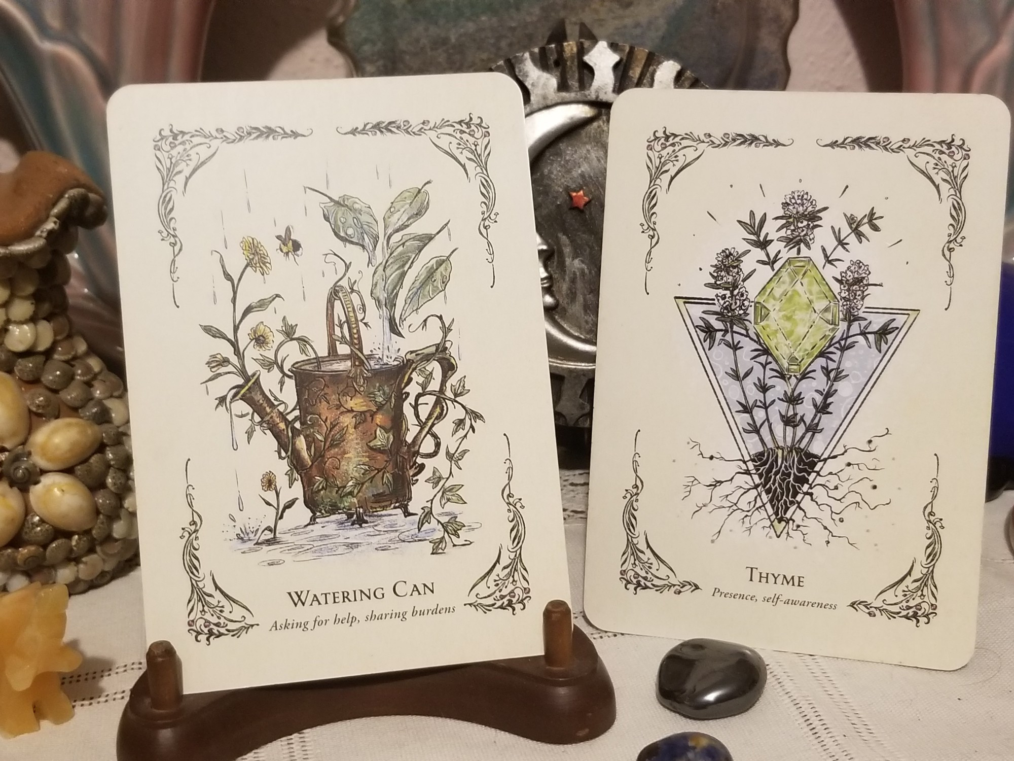 Watering Can and Thyme - Cards from The Green Witch Oracle Deck 