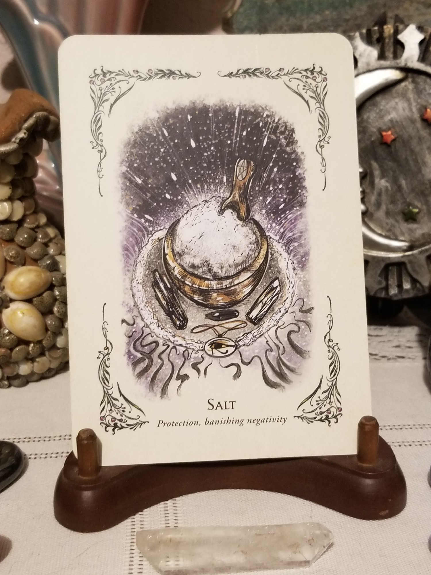 Salt - protection, banishing negativity

Card from The Green Witch Oracle 

