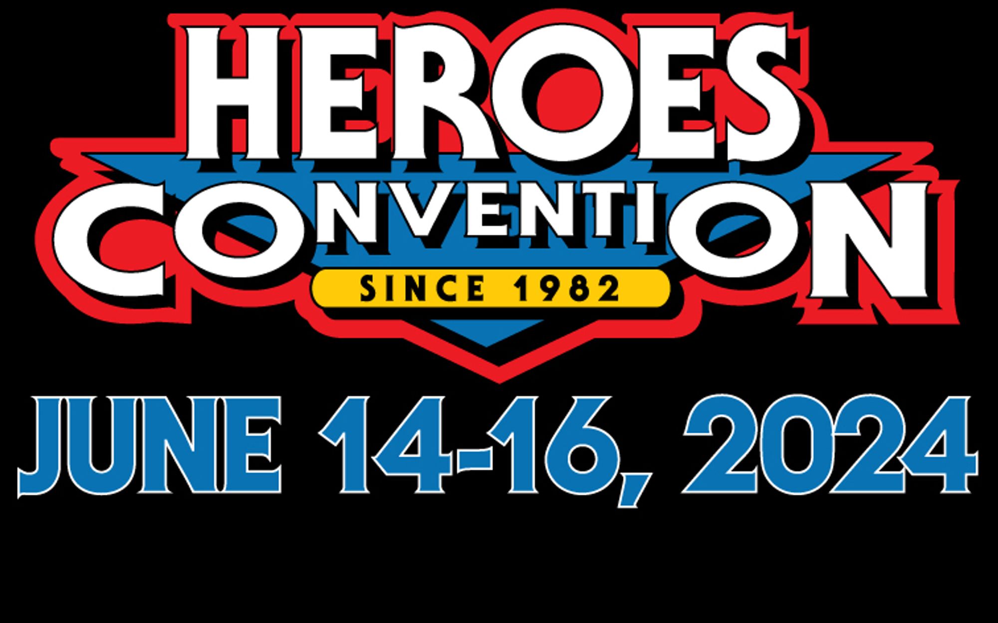 Heroes Con logo, with the dates (June 14-16) this year; this will be the convention’s 42nd year!